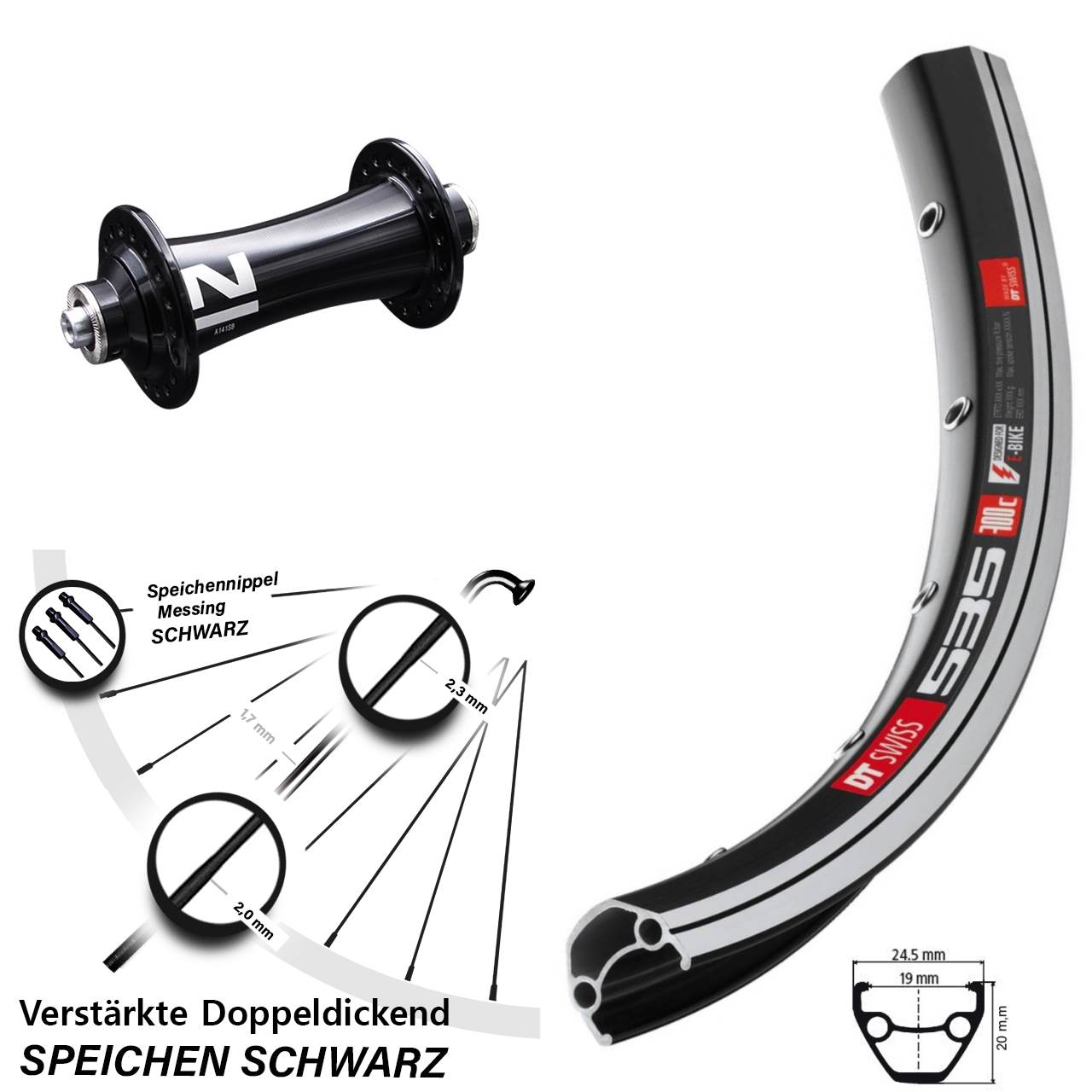 Vorderrad für Schnellspanner 28 Zoll DT Swiss 535 Novatec A141 SB