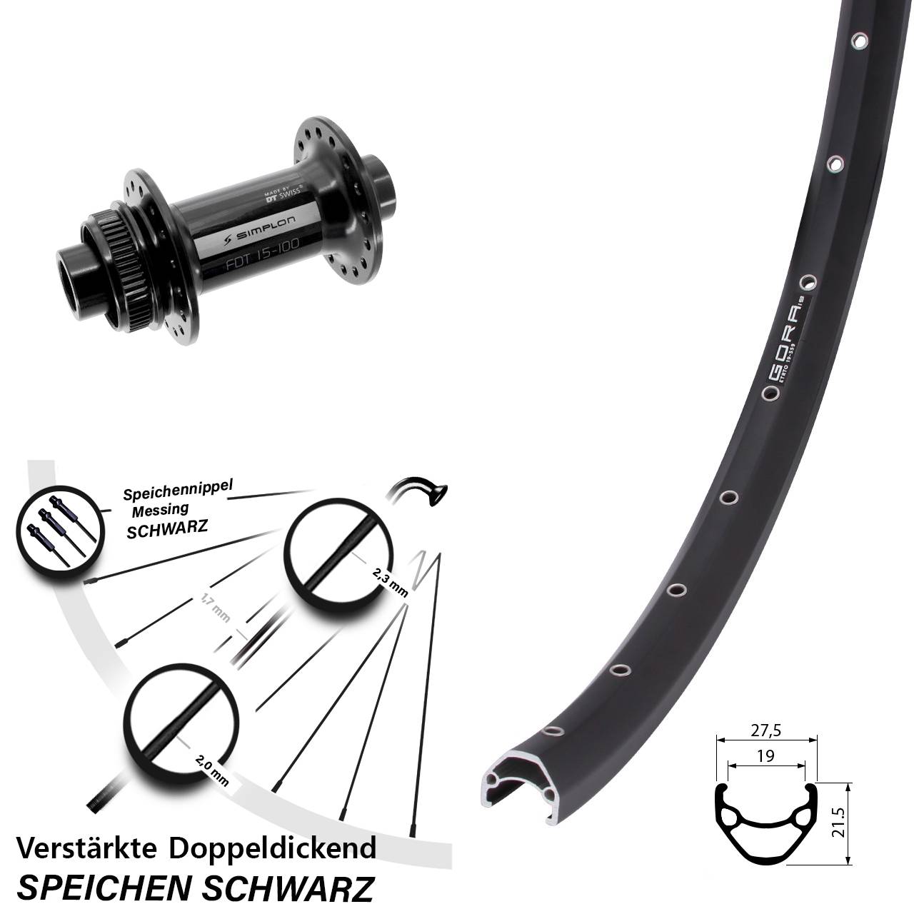 Vorderrad 26 Zoll Gora 19 DT Swiss 370 Centerlock 12x100