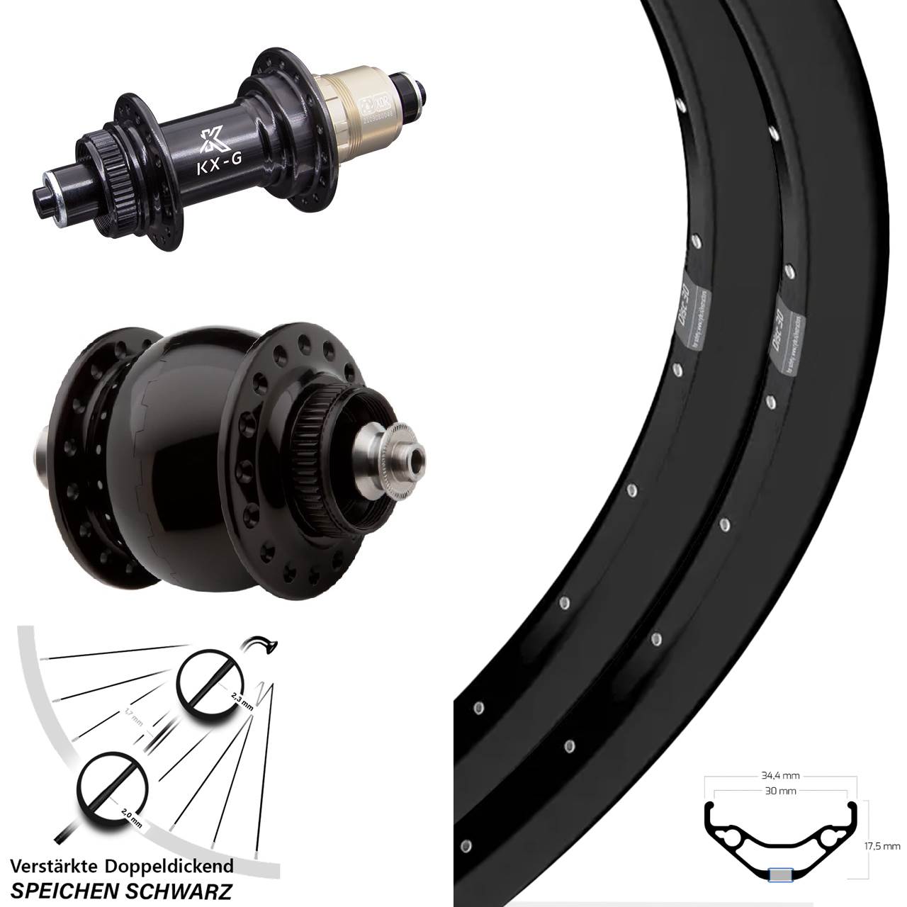 Laufrad-Satz QR 29 Zoll Ryde Disc 30 KX-G SONdelux XDR 11-12 fach