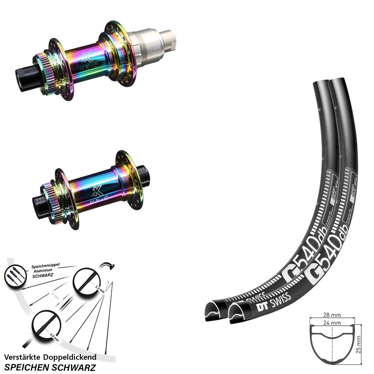 Disc Laufradsatz 12x100/142 28-29 Zoll DT Swiss G540 KX-G Oilslick XDR 11-12 fach