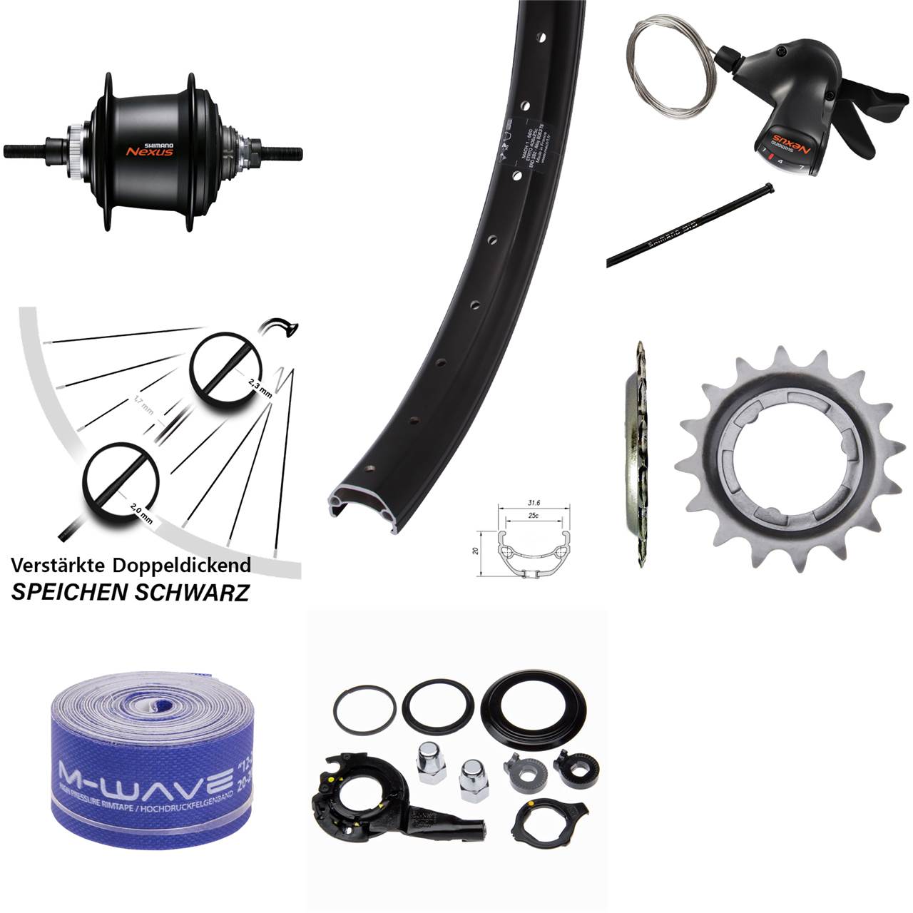 20 Zoll Hinterrad Mach1 Kargo Shimano Nexus 7 Gang Centerlock