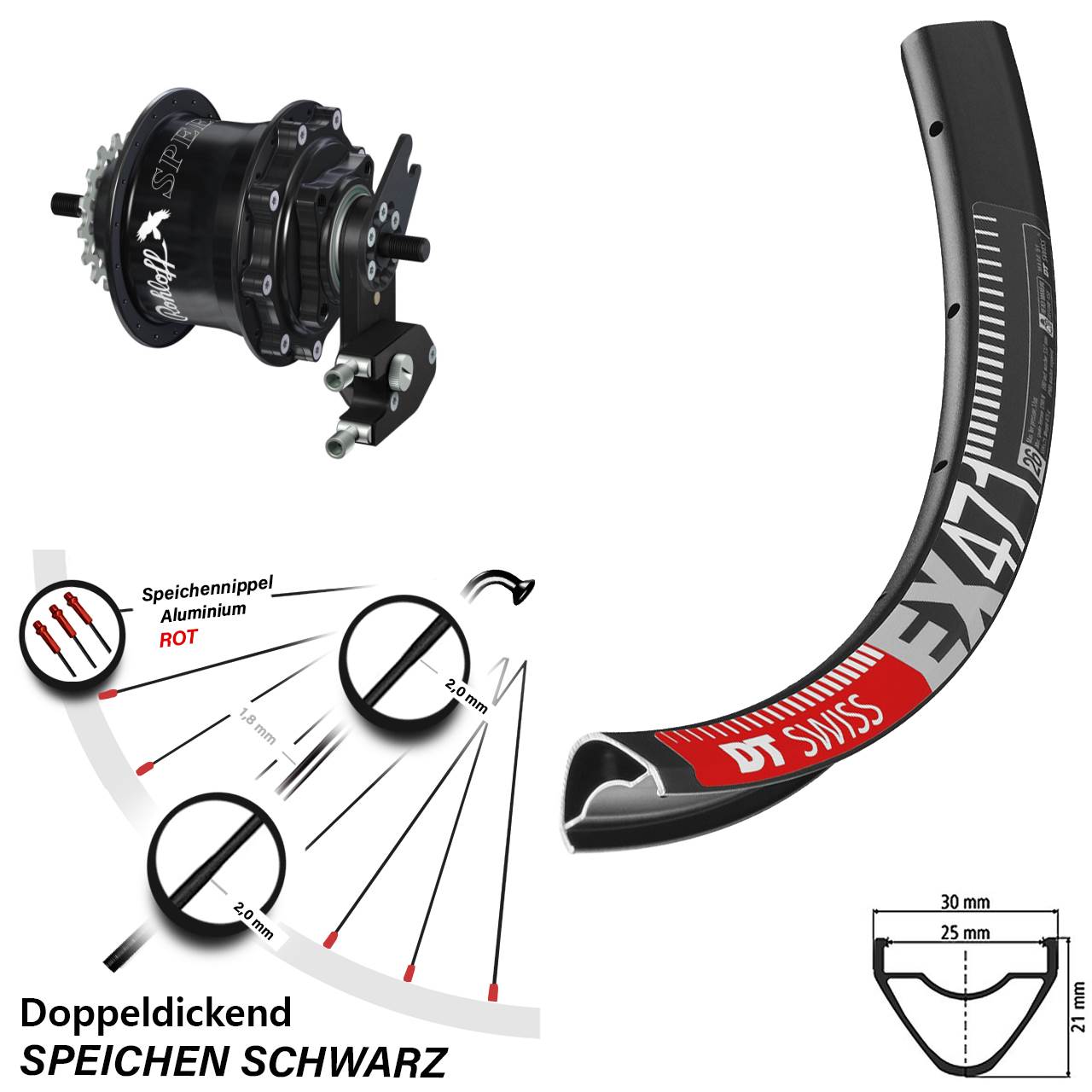 Hinterrad 26 Zoll DT Swiss EX 471 Disc Rohloff Speedhub 500/14 TS DB OEM2 schwarz