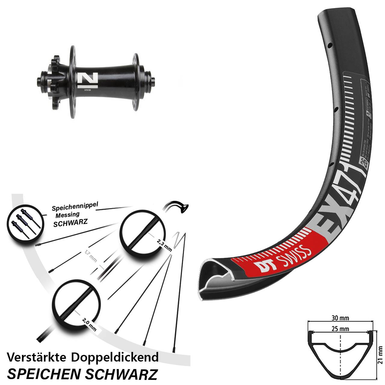 Disc 29 Zoll Laufrad für Schnellspanner DT Swiss EX471 Novatec D791SB