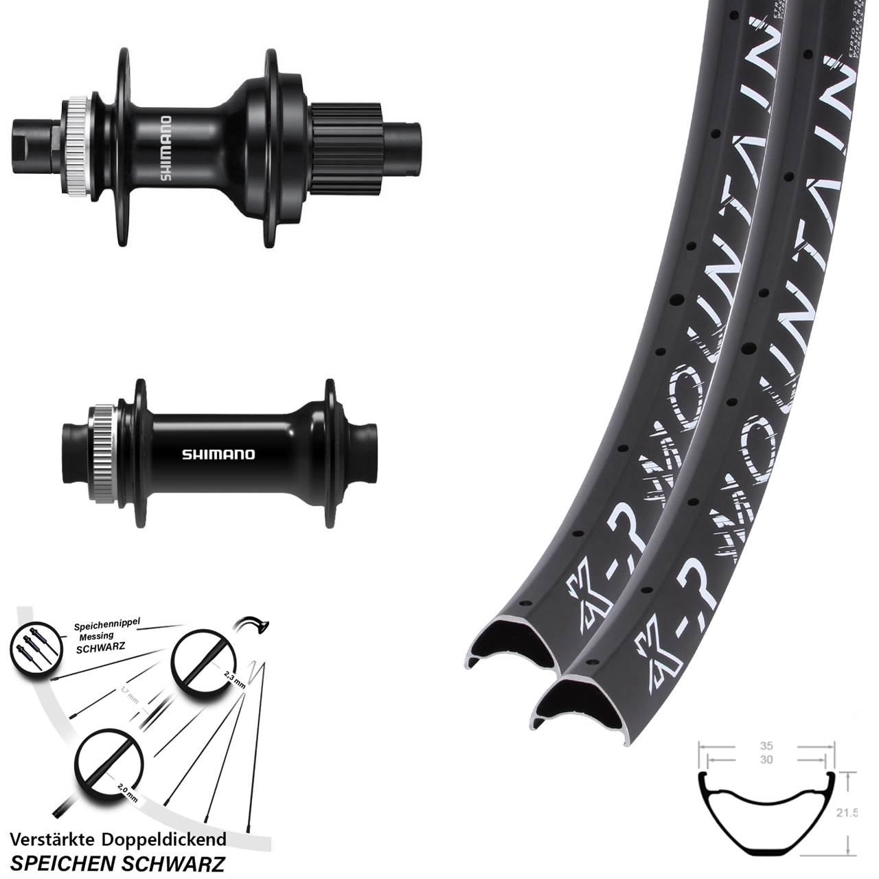 Laufradsatz Centerlock 27,5 KX-R Mountain FH-MT510 HB-TC500 Micro Spline 15x100 12x142