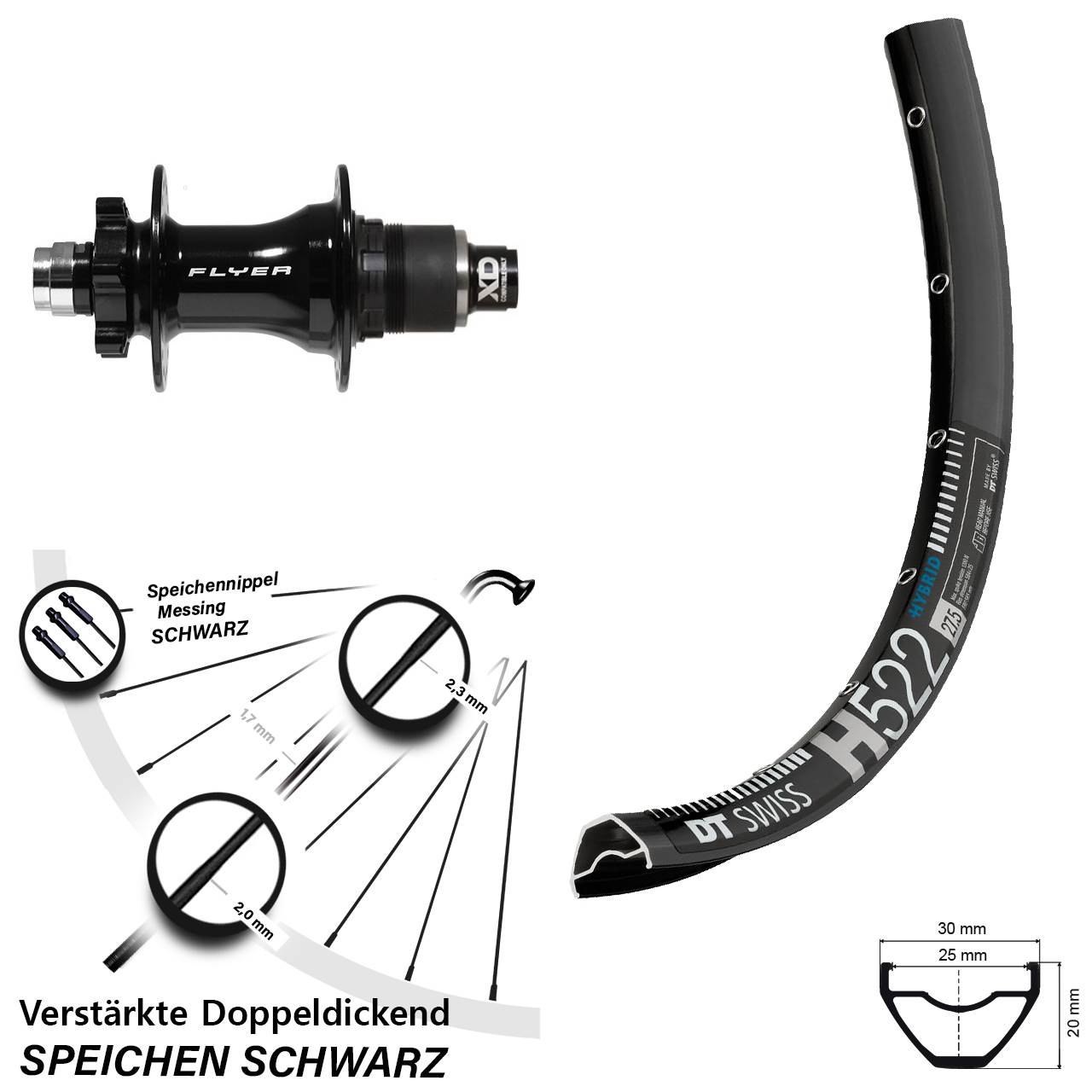Disc Laufrad 28-29 Zoll DT Swiss H522 Formula DHT142 XD 11-12 fach 12x142