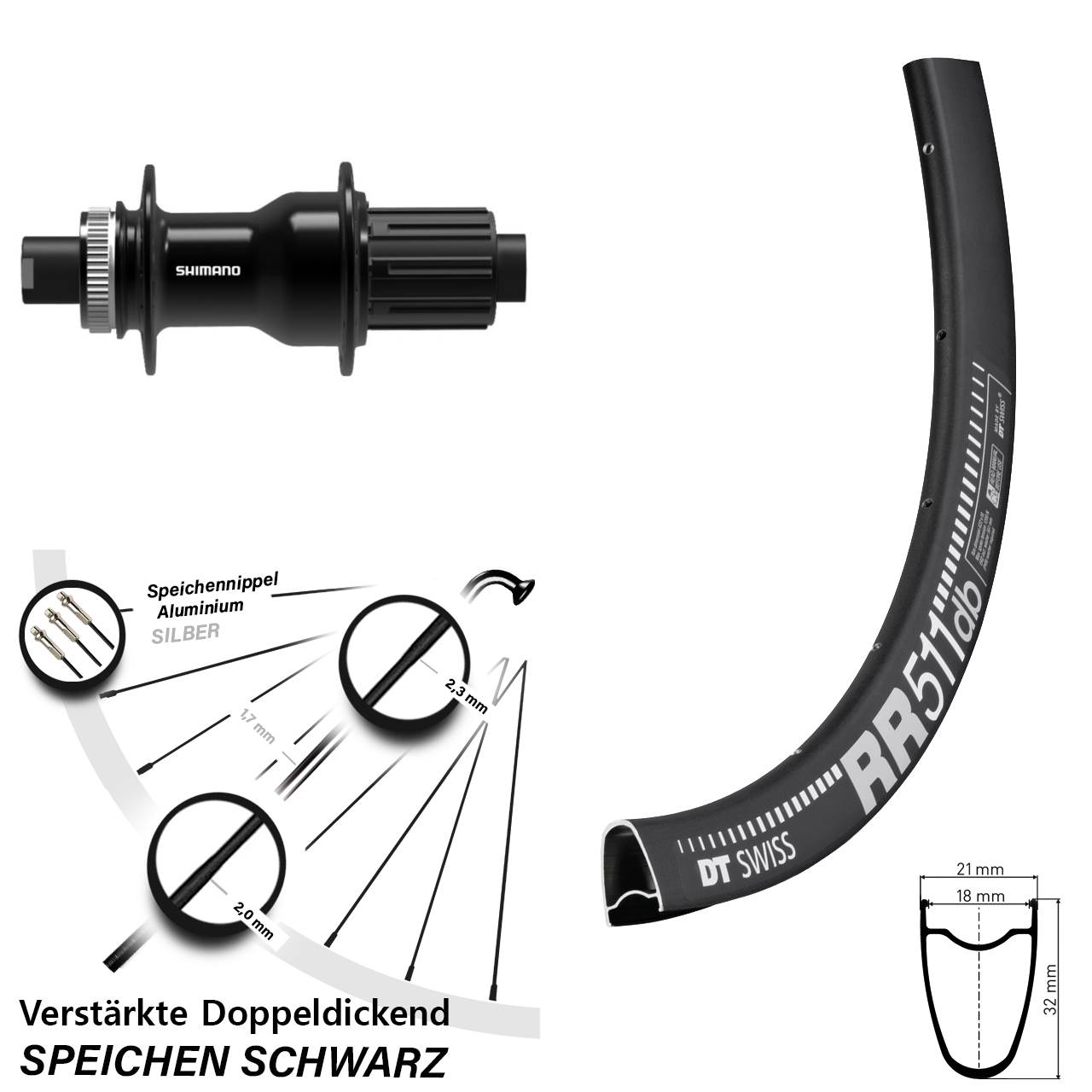 Disc Hinterrad 12x142 28 Zoll DT Swiss RR 511 Shimano FH-TC500 11-12 fach