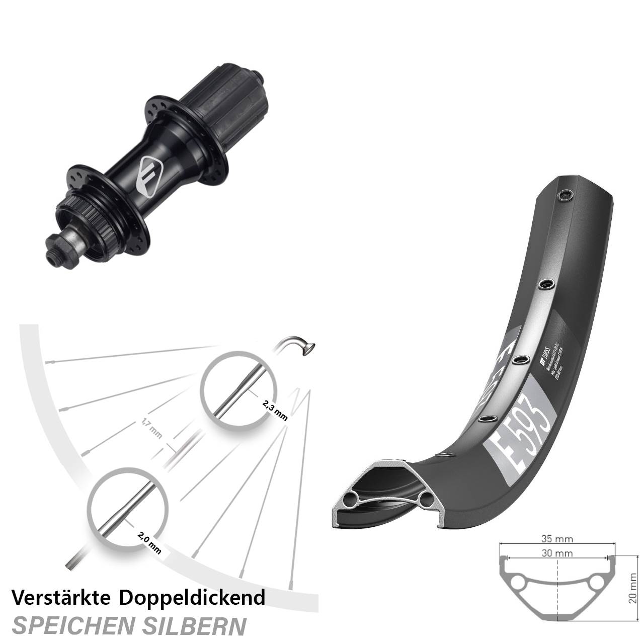 Disc Laufrad 29 Zoll DT Swiss E 593 Formula CL-52 8-11 fach für Schnellspanner