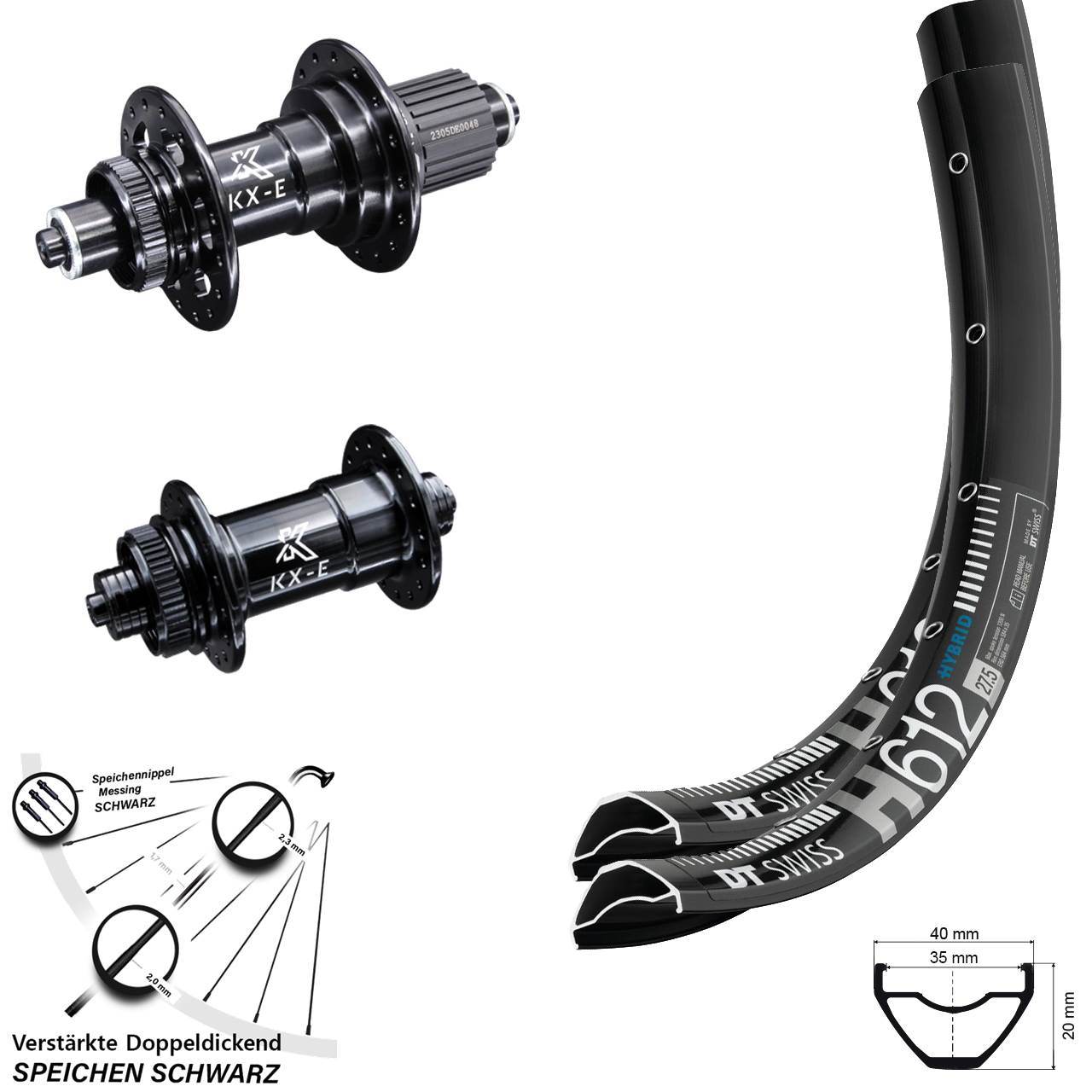 Disc Laufrad-Satz QR 27,5 Zoll DT Swiss H 612 KX-E Heavy Duty Shimano Micro Spline