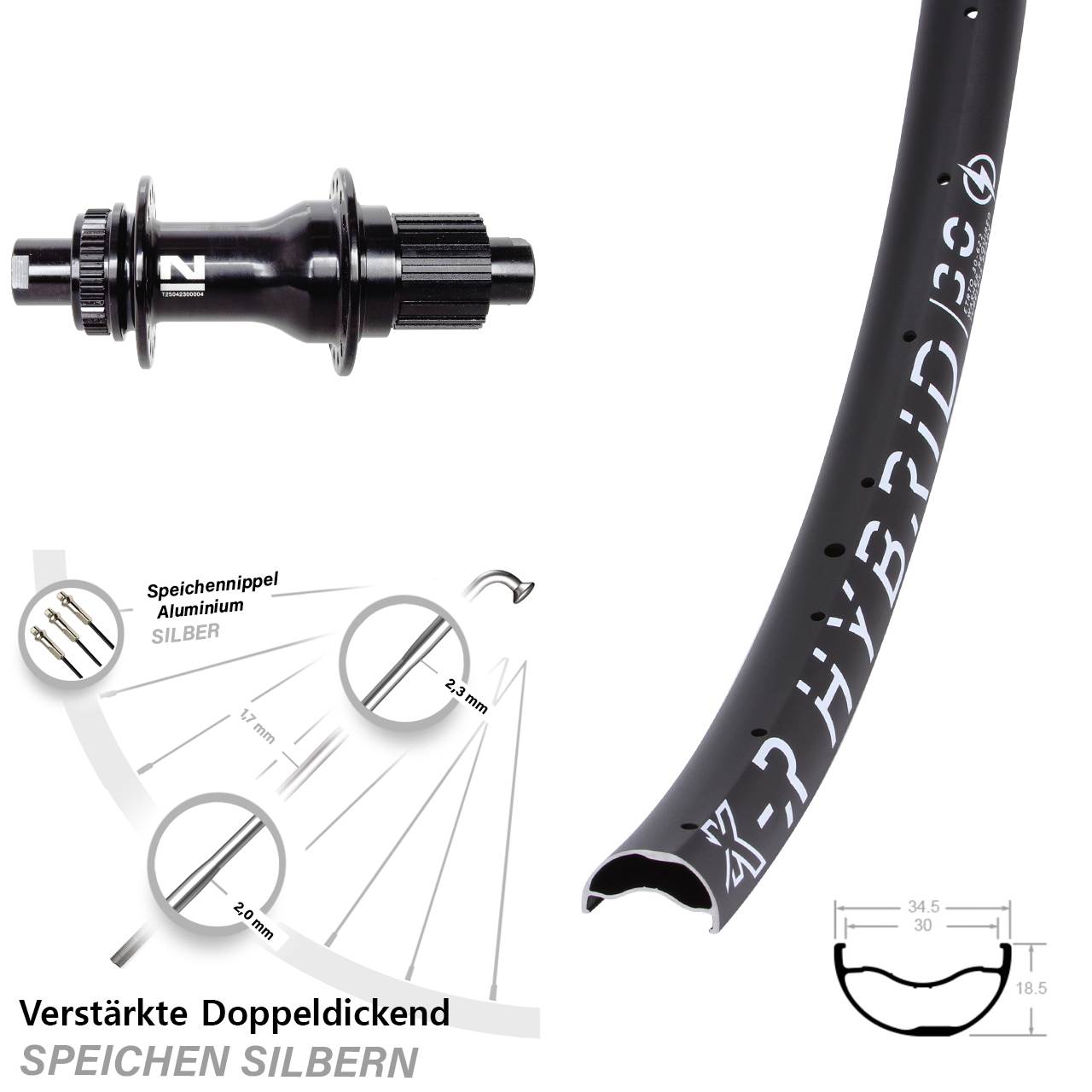 Centerlock Hinterrad 12x142 29 Zoll KX-R Hybrid 30 Novatec D792SB Shimano Micro Spline