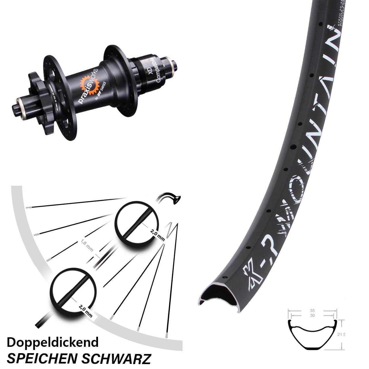 KX-R Mountain DT Swiss 350 6-Loch 650B Hinterrad für Schnellspanner XD 11-12 fach