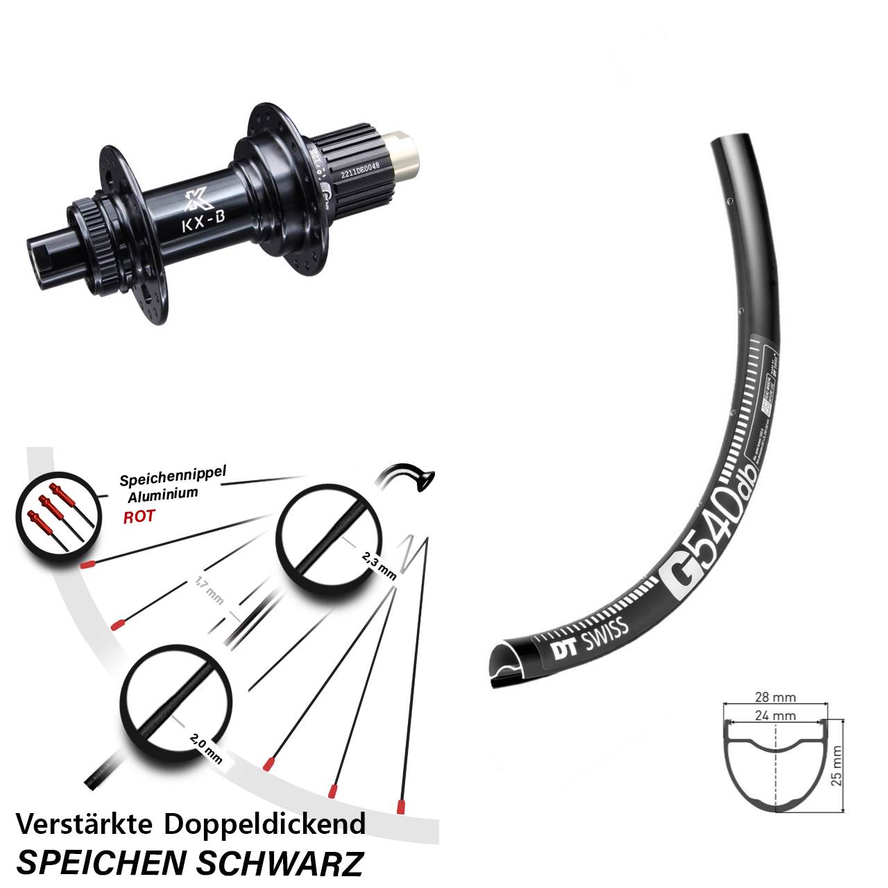 DT Swiss G 540 KX-B 650B Centerlock Hinterrad 12x148 Boost Micro Spline