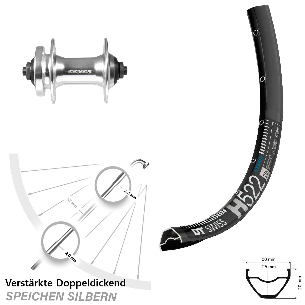 DT Swiss H 522 Formula DC21 29 Zoll Vorderrad 6-Loch QR