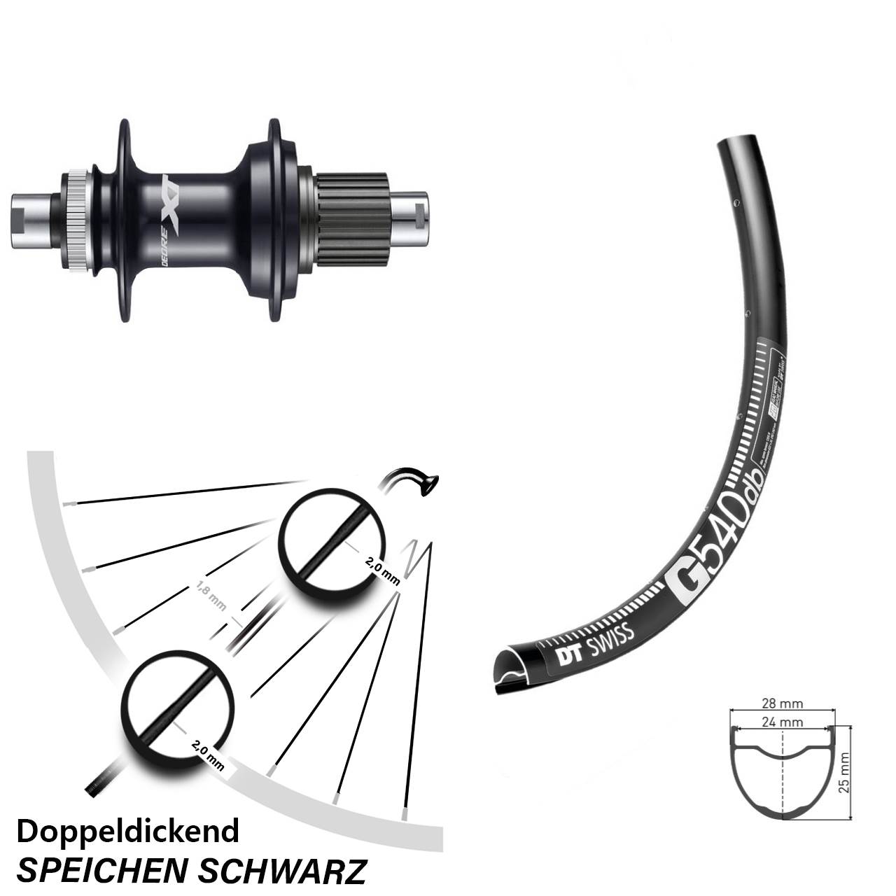 Disc Laufrad 28-29 Zoll DT Swiss G 540 Shimano FH-M8110 Micro Spline 12x142