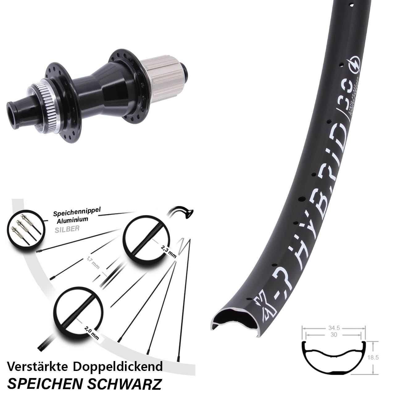 Hinterrad Centerlock 29 Zoll KX-R Hybrid 30 Novatec CL-142 8-12 fach 12x142