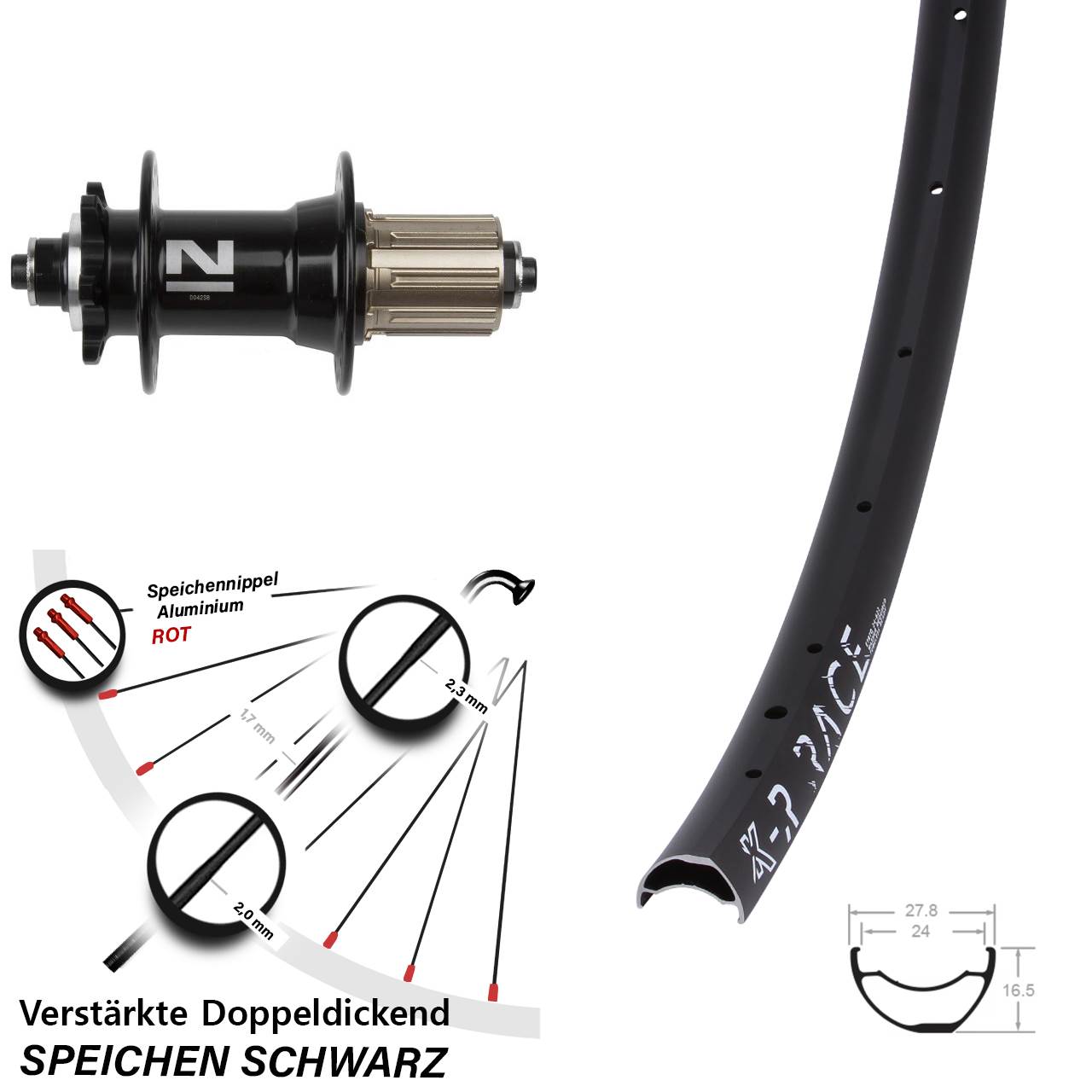 Hinterrad 6-Loch 28-29 Zoll KX-R Race Novatec D-042SB 8-11 fach für Schnellspanner