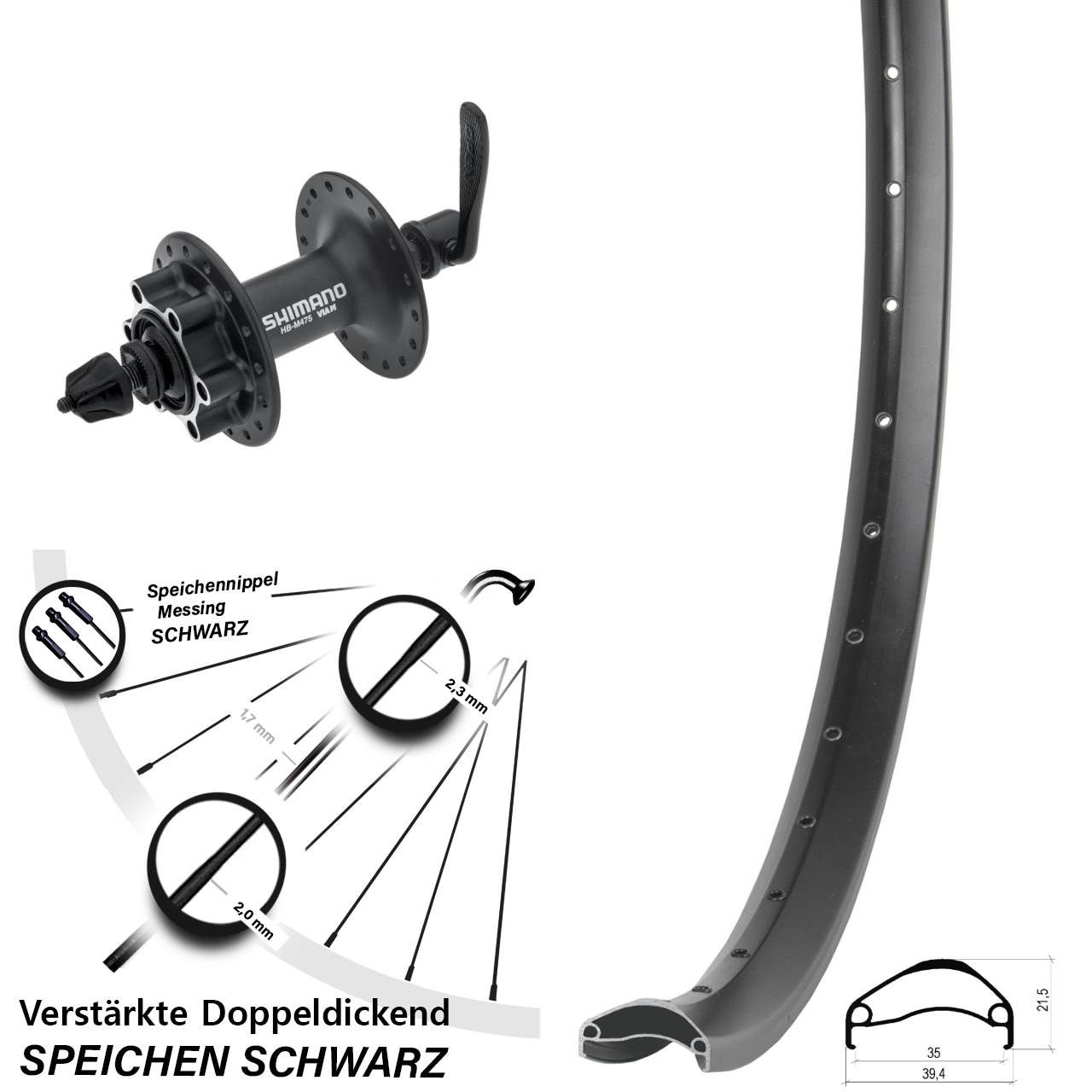 Ambrosio E35 Shimano Alivio 29 Zoll Vorderrad 6-Loch QR