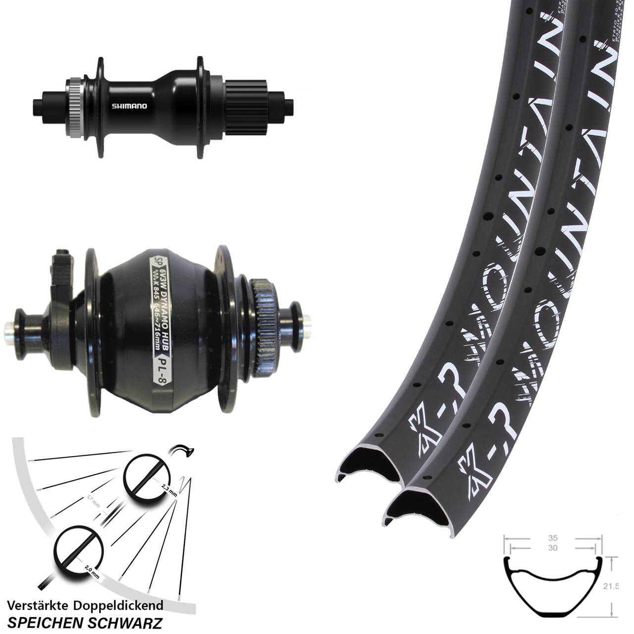 27,5/29 Zoll KX-R Mountain Shimano FH-QC500 Shutter PL-8 Disc Laufrad-Satz Micro Spline QR