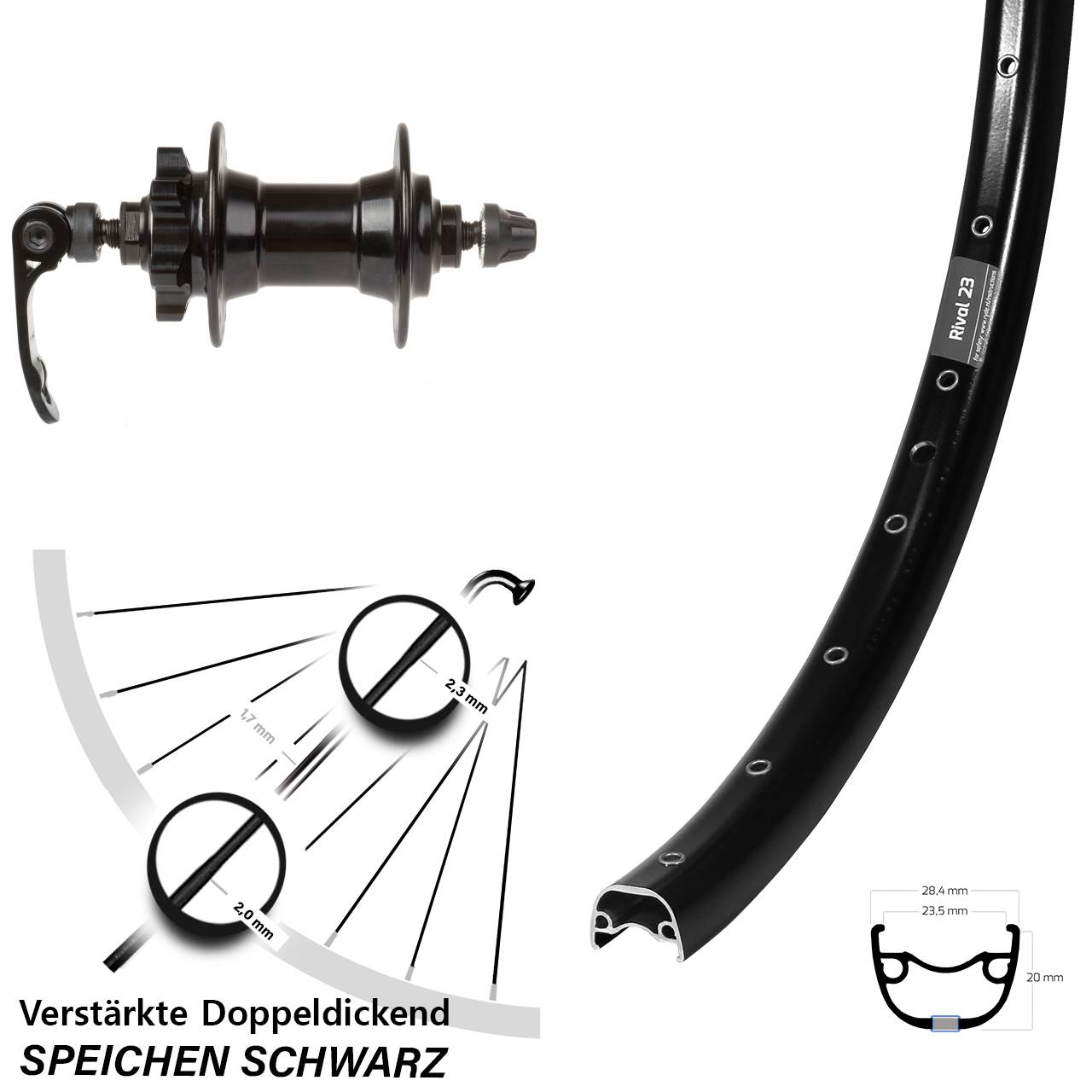 Ryde Rival 23 Novatec 650B Disc Laufrad QR