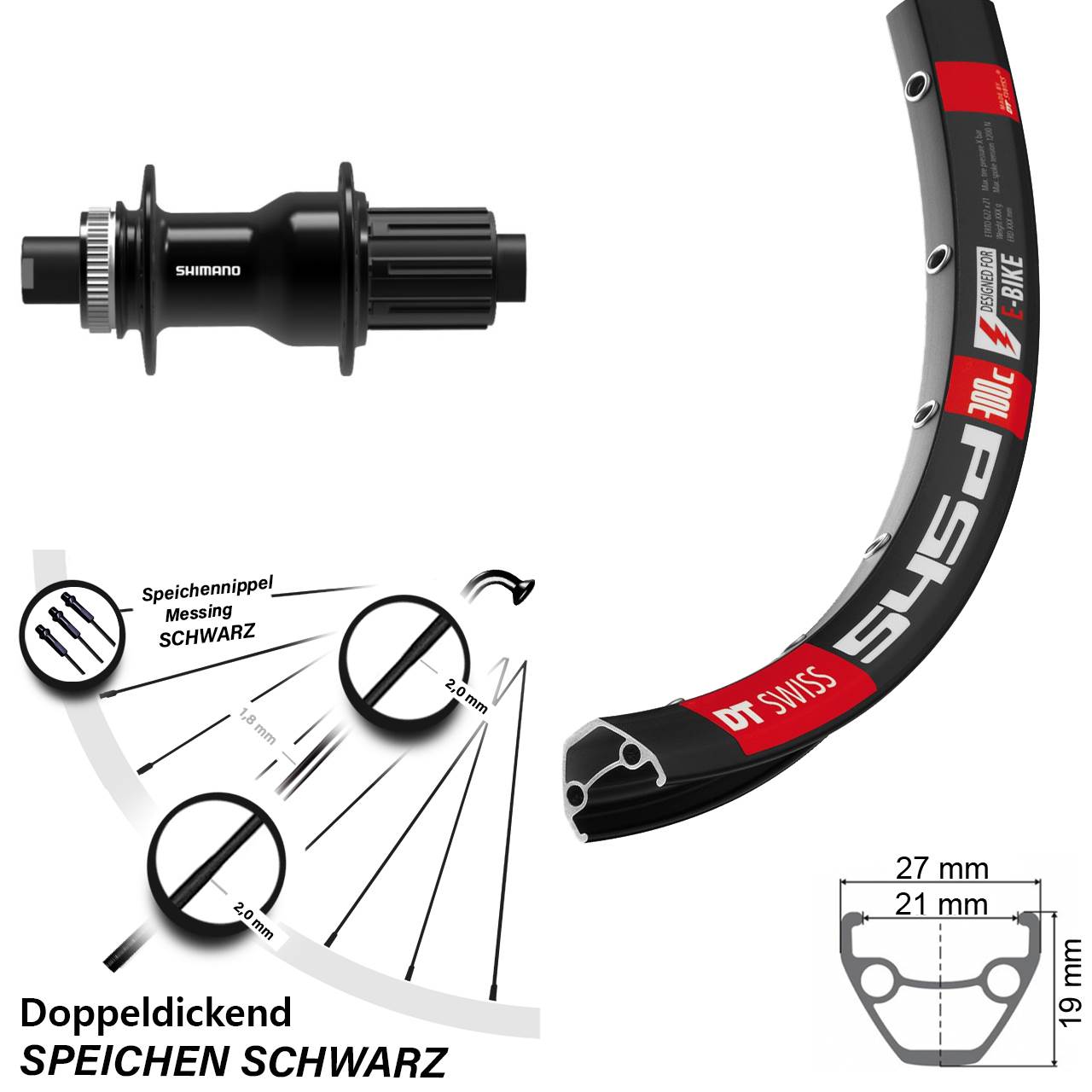 28 Zoll DT Swiss 545 Shimano FH-TC500 Boost Centerlock Hinterrad 12x148 Boost 8-11 fach
