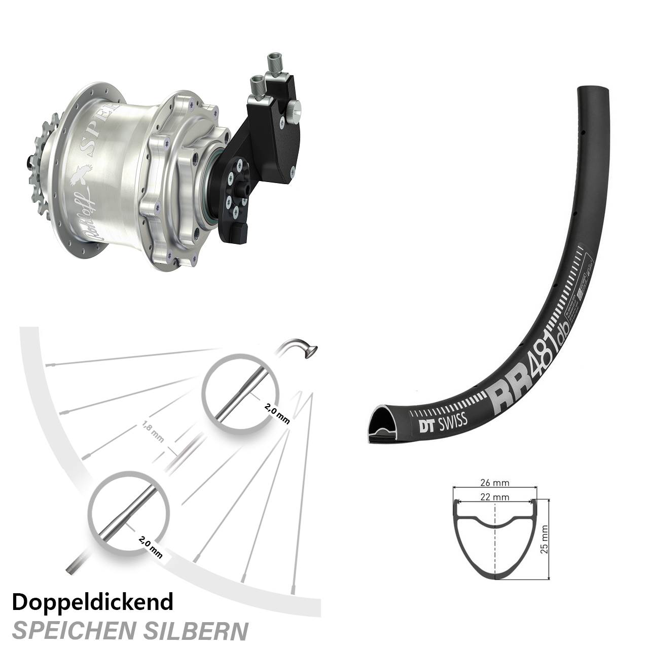DT Swiss RR 481 Rohloff Speedhub 500/14 CC DB OEM 28 Zoll Disc Hinterrrad