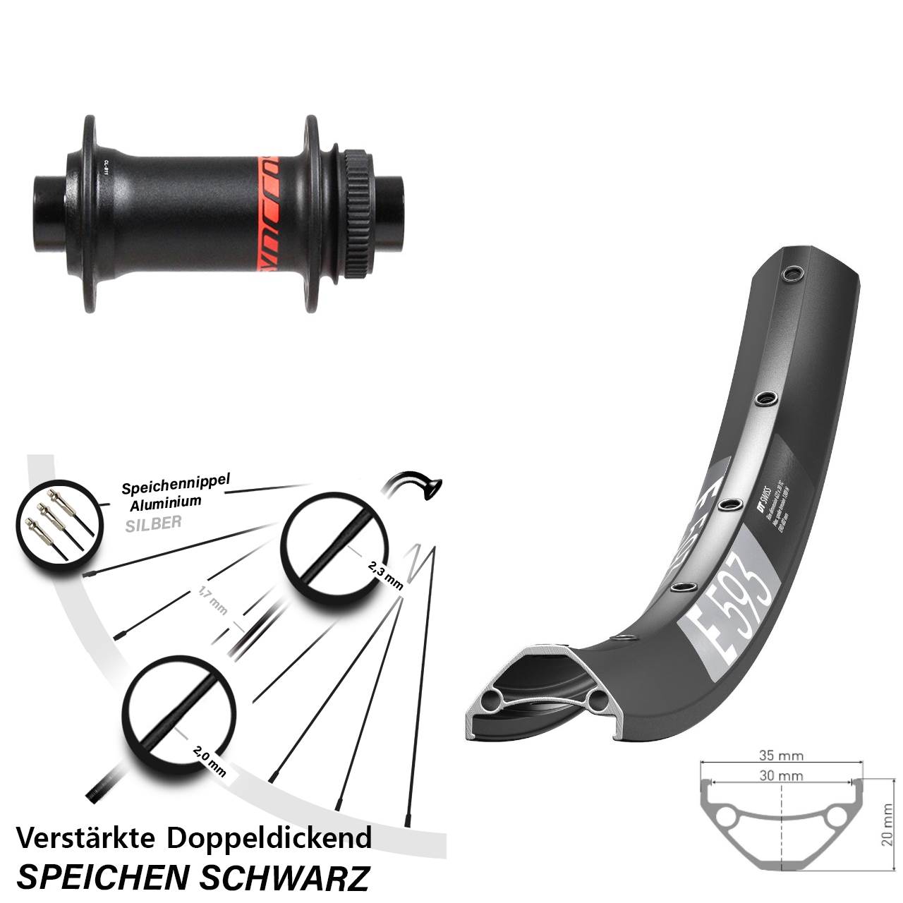Boost Disc Laufrad 15x110 650B DT Swiss E593 Formula CL-811