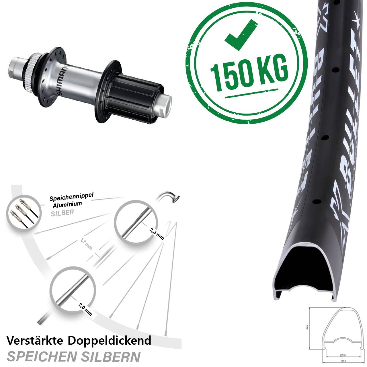 Centerlock Hinterrad 12x142 28-29 Zoll KX Bullet OS Shimano GRX 8-12 fach HG
