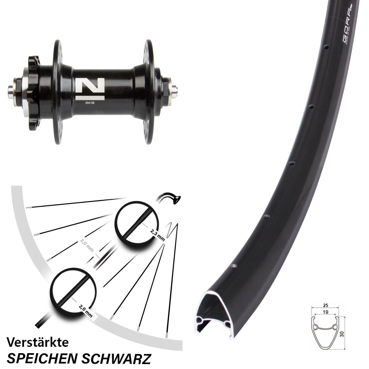 Gora Plus Novatec D-041 28 Zoll Vorderrad 6-Loch QR