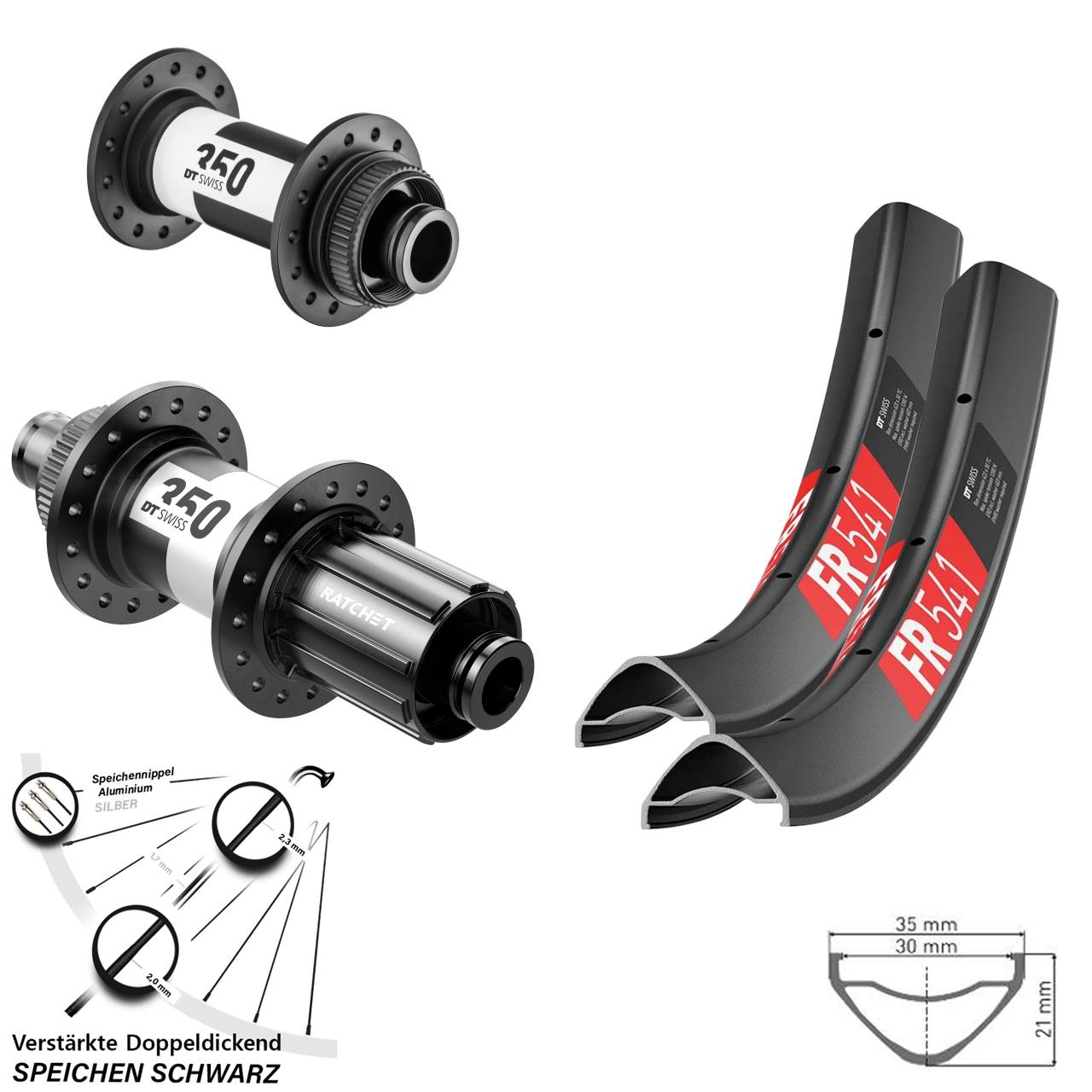 Laufradsatz Centerlock 15x100 12x142 29 Zoll DT Swiss FR 541-350 8-11 fach