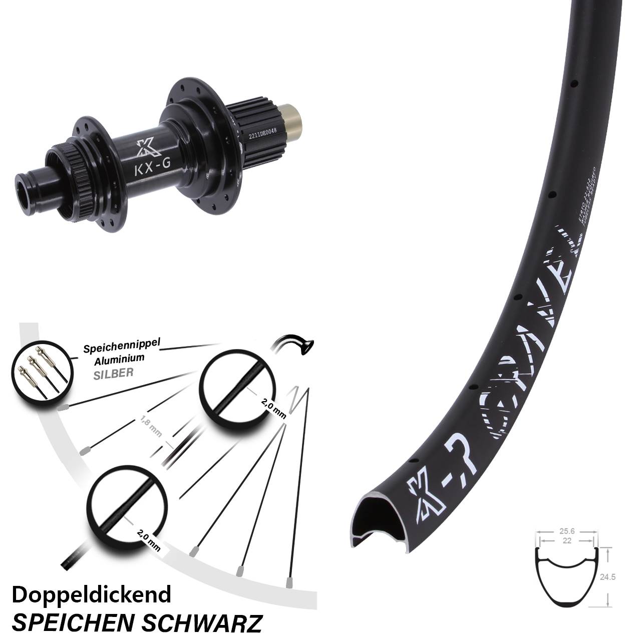 Disc Hinterrad 28 Zoll KX-GR Gravel Shimano Micro Spline 12x142