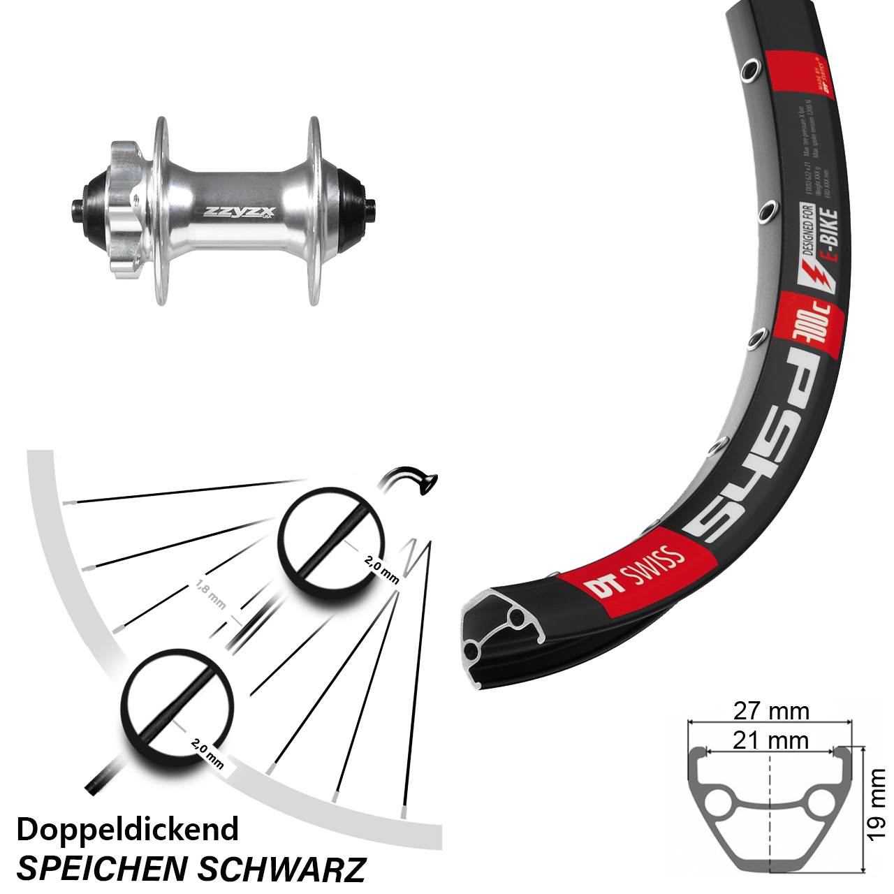 DT Swiss 545 Formula DC-61 28 Zoll 6-Loch Vorderrad QR