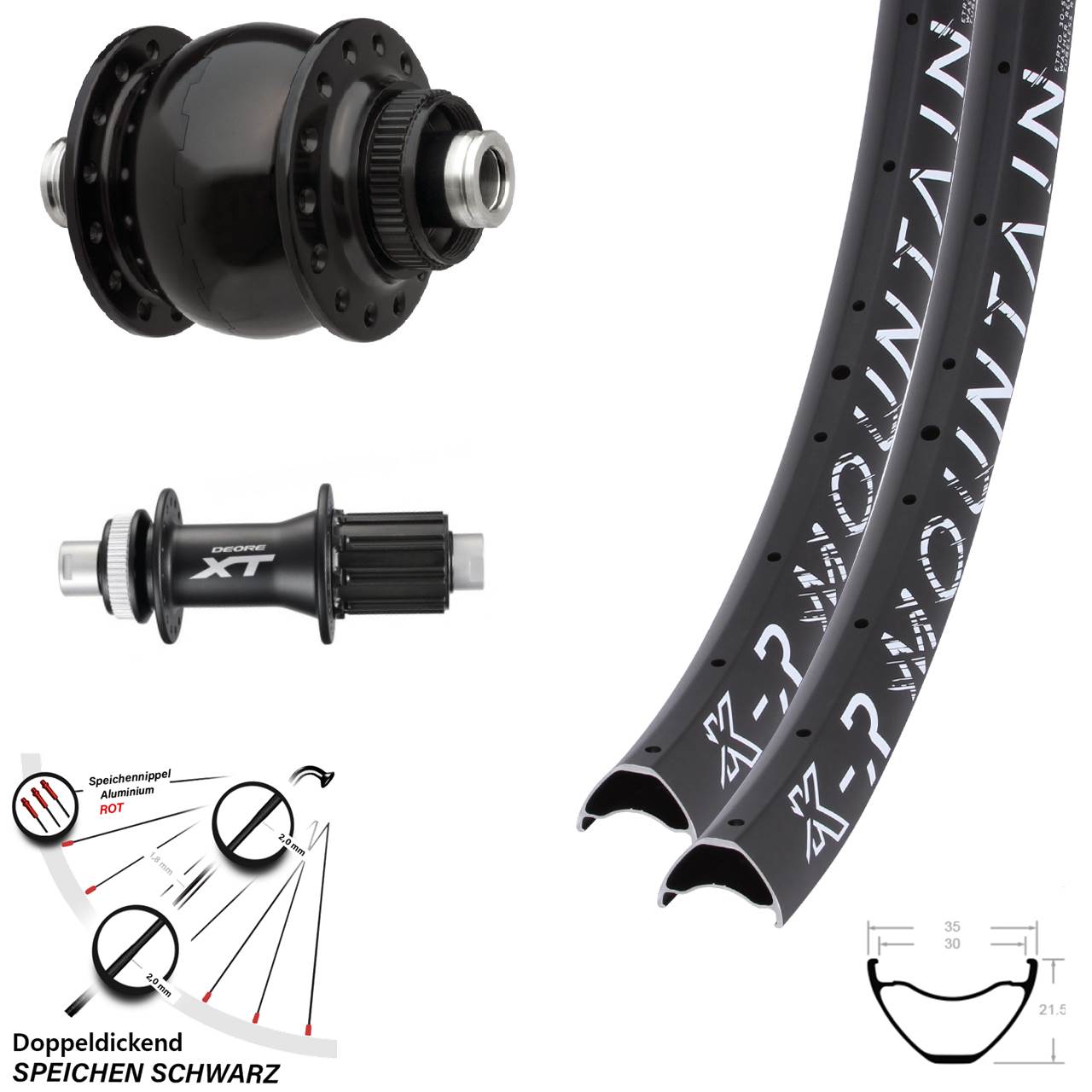 Centerlock Laufradsatz 12x100/142 29 Zoll KX-R Mountain Shimano FH-M788 SON 28 8-11 fach