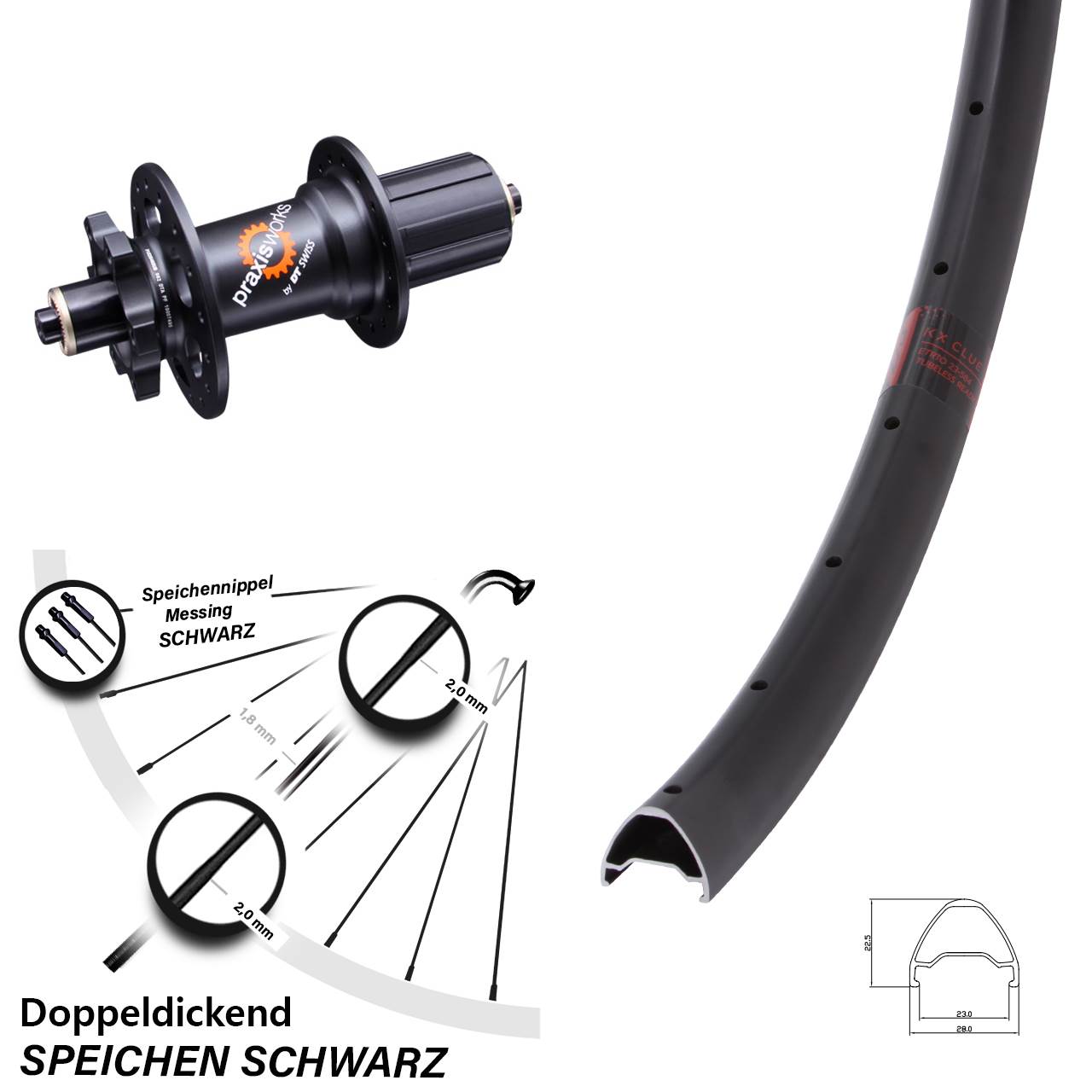 KX Clue DT Swiss 350 27,5 Zoll Hinterrad 6-Loch 8-11 fach QR