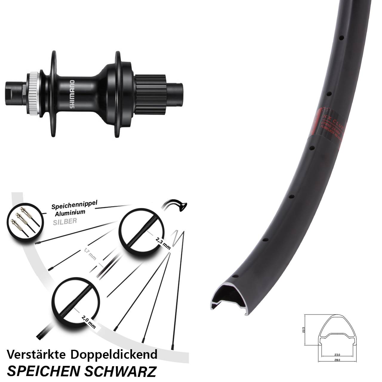 Disc Hinterrad 12x142 28 Zoll KX Clue Shimano FH-MT510 Micro Spline