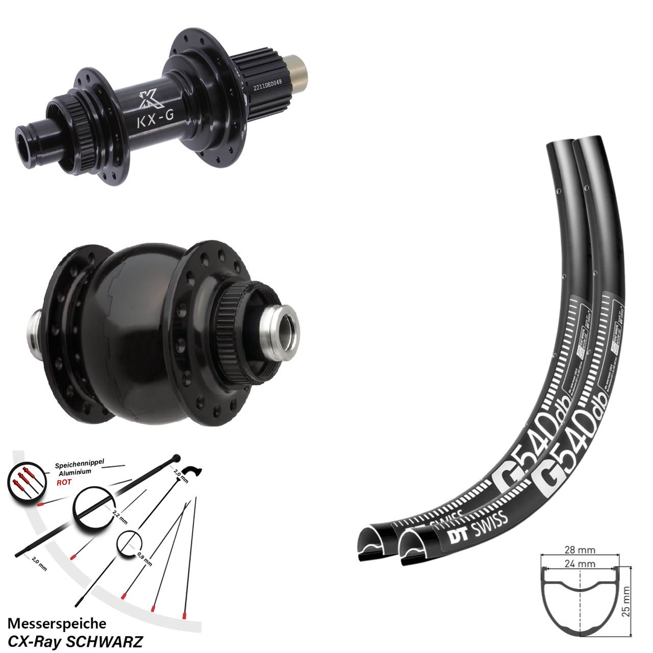 DT Swiss G540 KX-G SONdelux 28 Zoll Disc Laufradsatz 12x100/142 CX-Ray Micro Spline