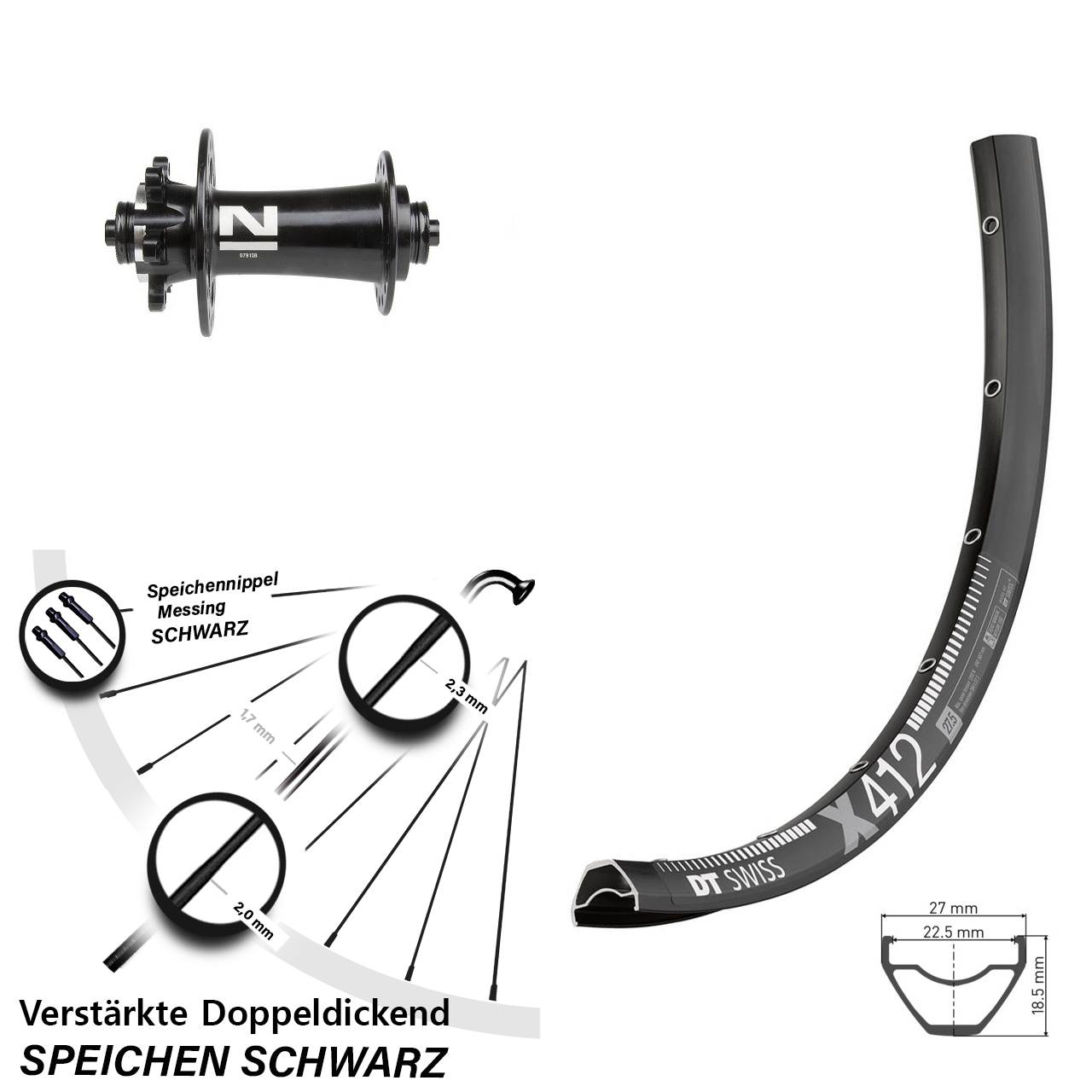 Disc 29 Zoll Laufrad QR DT Swiss X412 Novatec D791SB