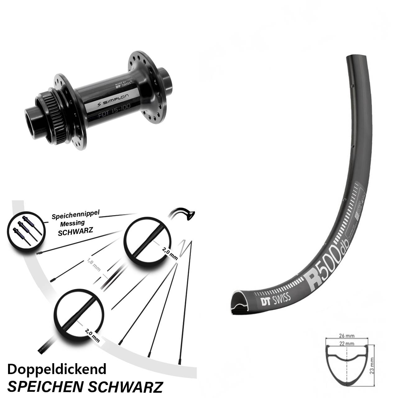 DT Swiss R500-370 28 Zoll Vorderrad 12x100 Centerlock