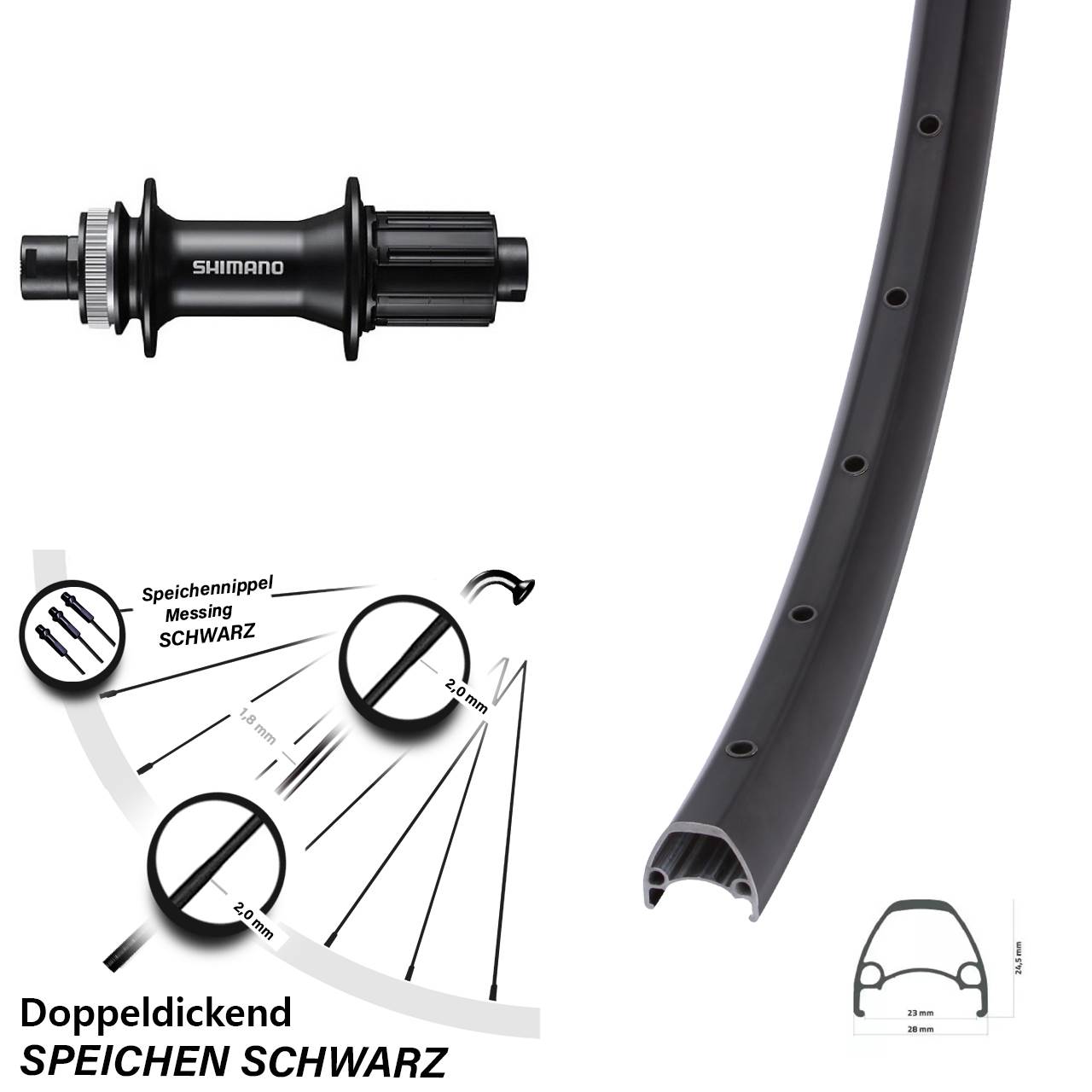 Centerlock Hinterrad 29 Zoll Ambrosio Sport Shimano FH-MT400 8-11 fach HG 12x142
