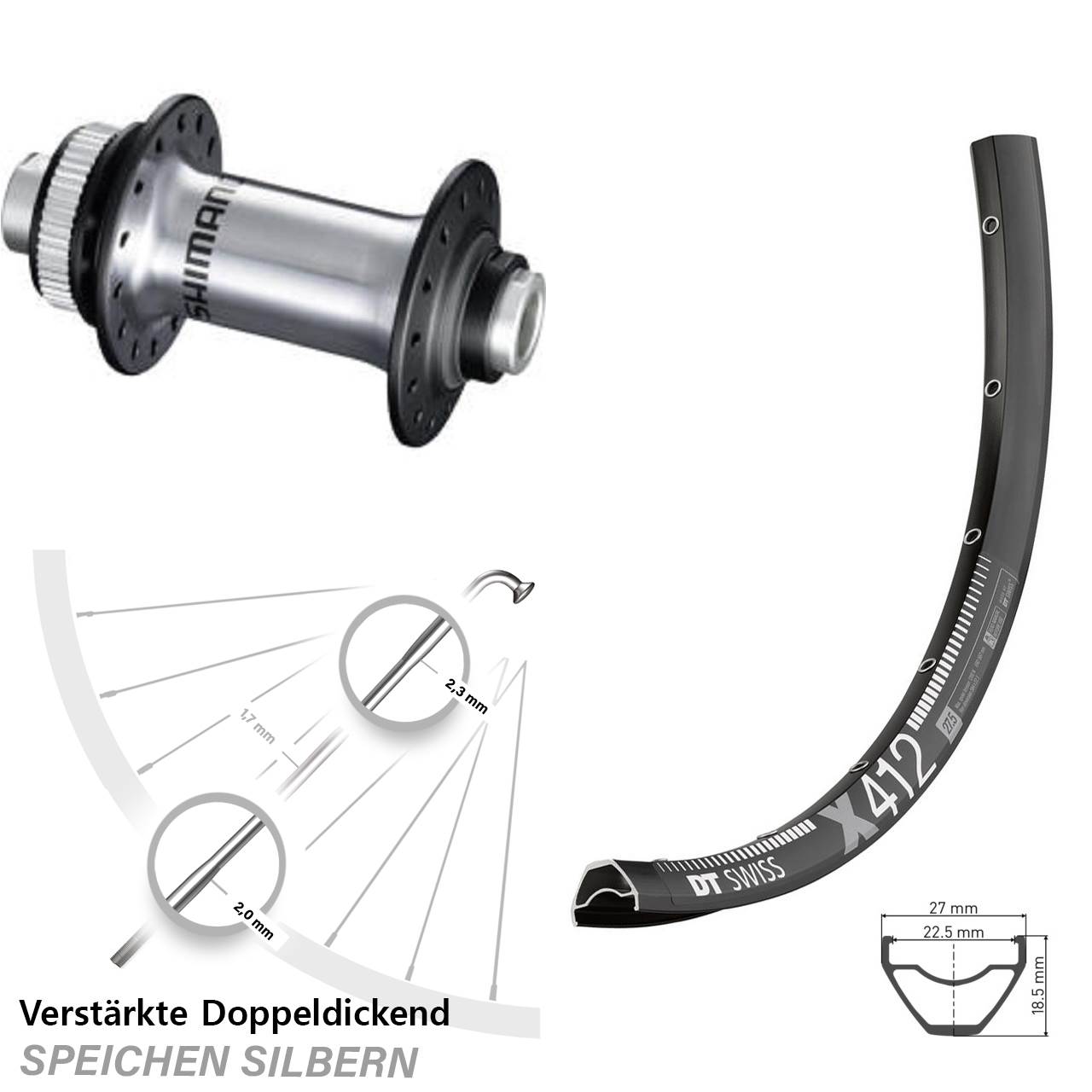 DT Swiss X412 Shimano HB-RS770 29 Zoll Vorderrad Centerlock 12x100