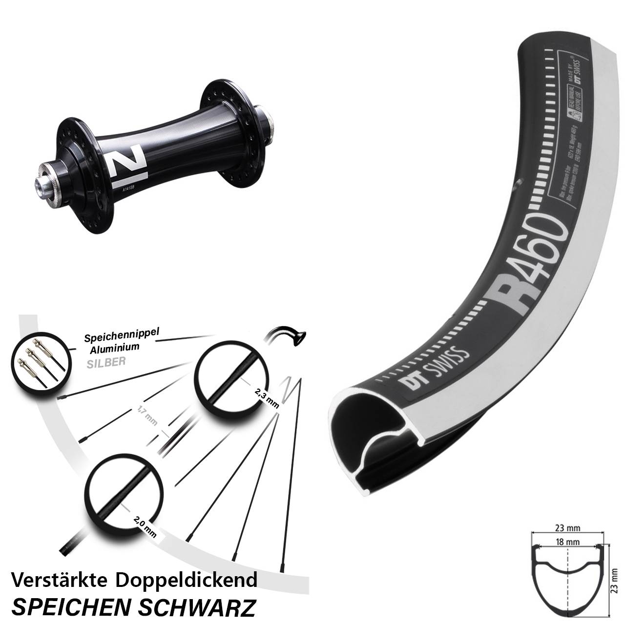 Vorderrad 28 Zoll DT Swiss R 460 CNC Novatec A141 SB für Schnellspanner