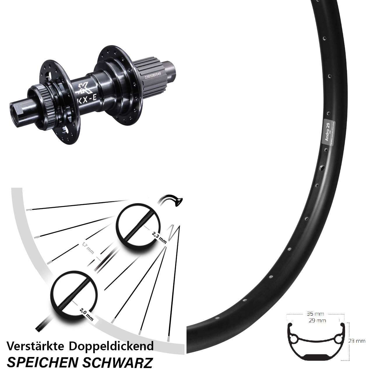 Ryde Andra 29 KX-E Zoll Disc Laufrad 12x142 Shimano Micro Spline