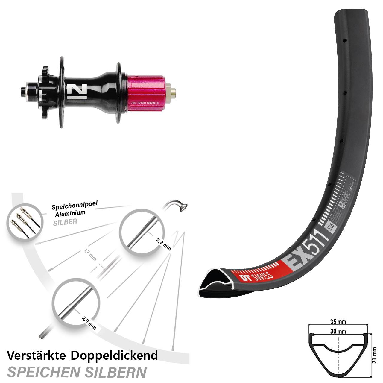 Disc Laufrad für Schnellspanner 29 Zoll DT Swiss EX 511 Novatec Superlight 8-12 fach