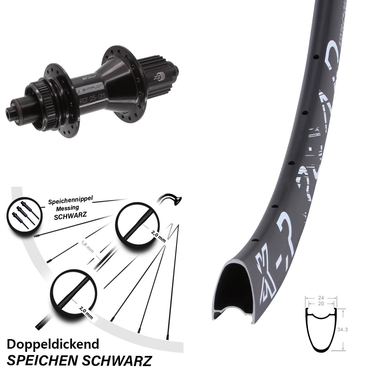 KX R Road DT Swiss 370 Hybrid 28 Zoll Hinterrad Centerlock Micro Spline QR