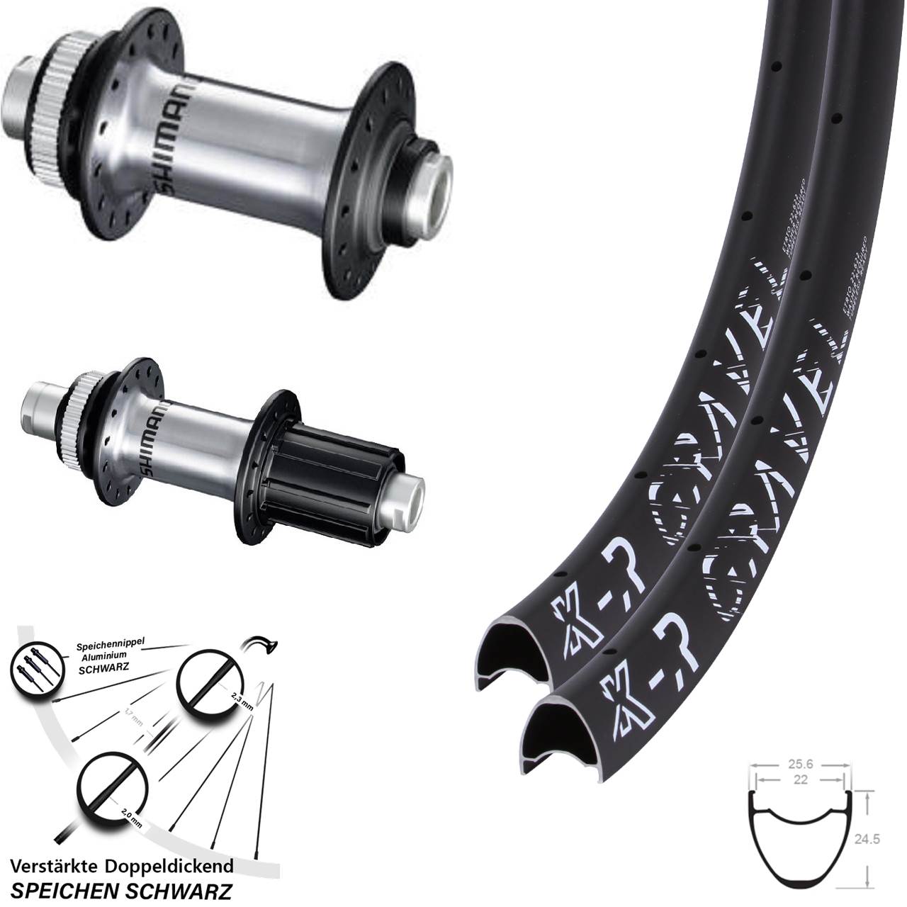 Disc Laufradsatz 12x100/142 28 Zoll KX-R Gravel Shimano FH-RS770 HB-RS770 8-12 fach HG
