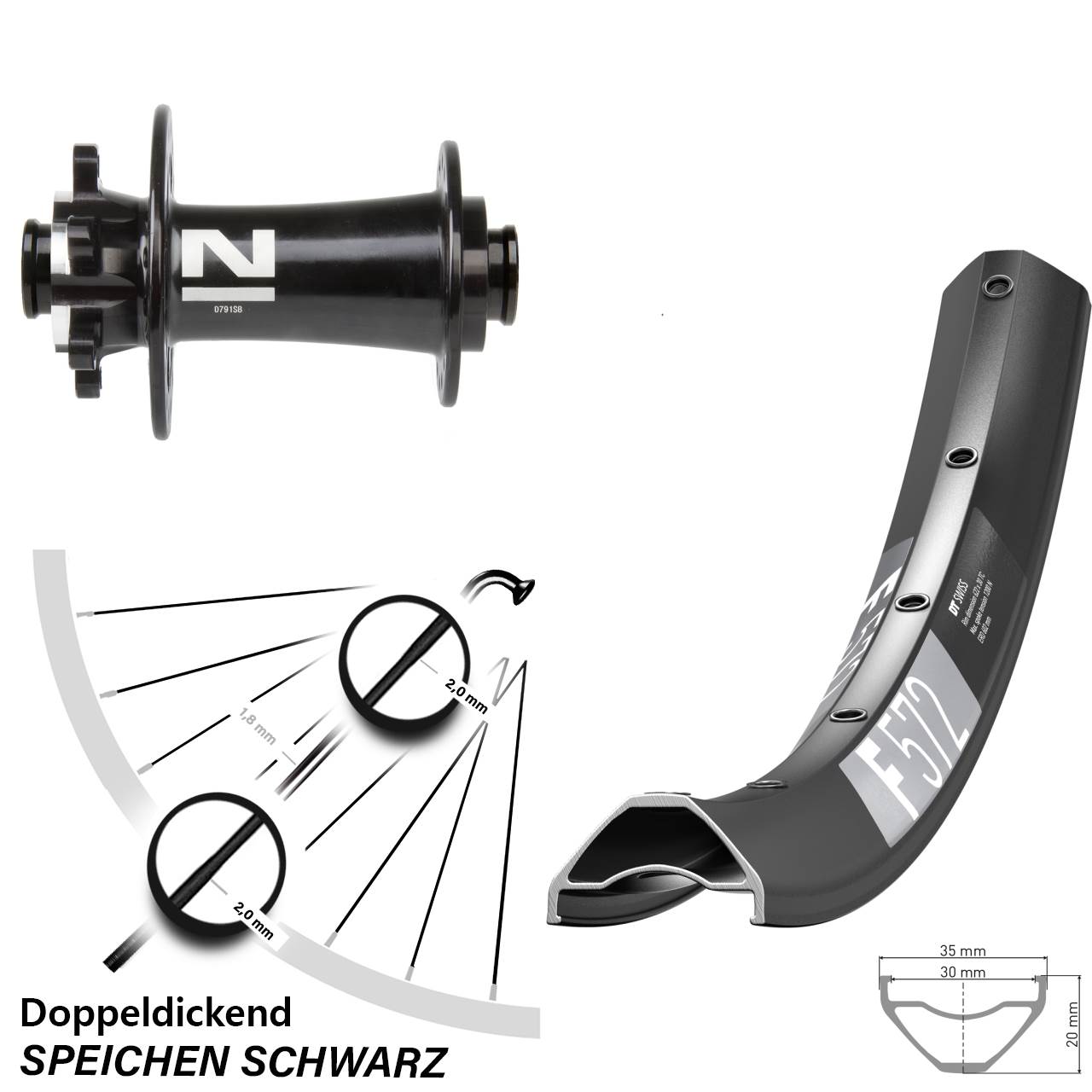 Disc Laufrad 27,5 Zoll DT Swiss F 572 Novatec D791 15x100