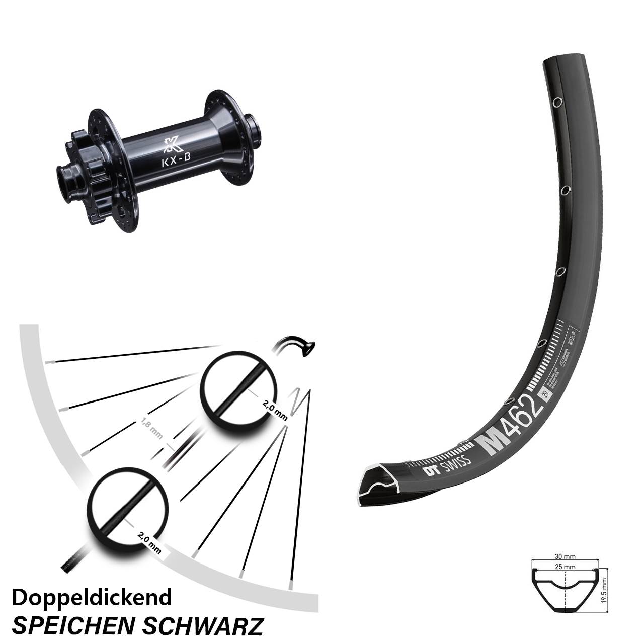 DT Swiss M462 KX-B 27,5 Zoll Disc Vorderrad 15x110 Boost