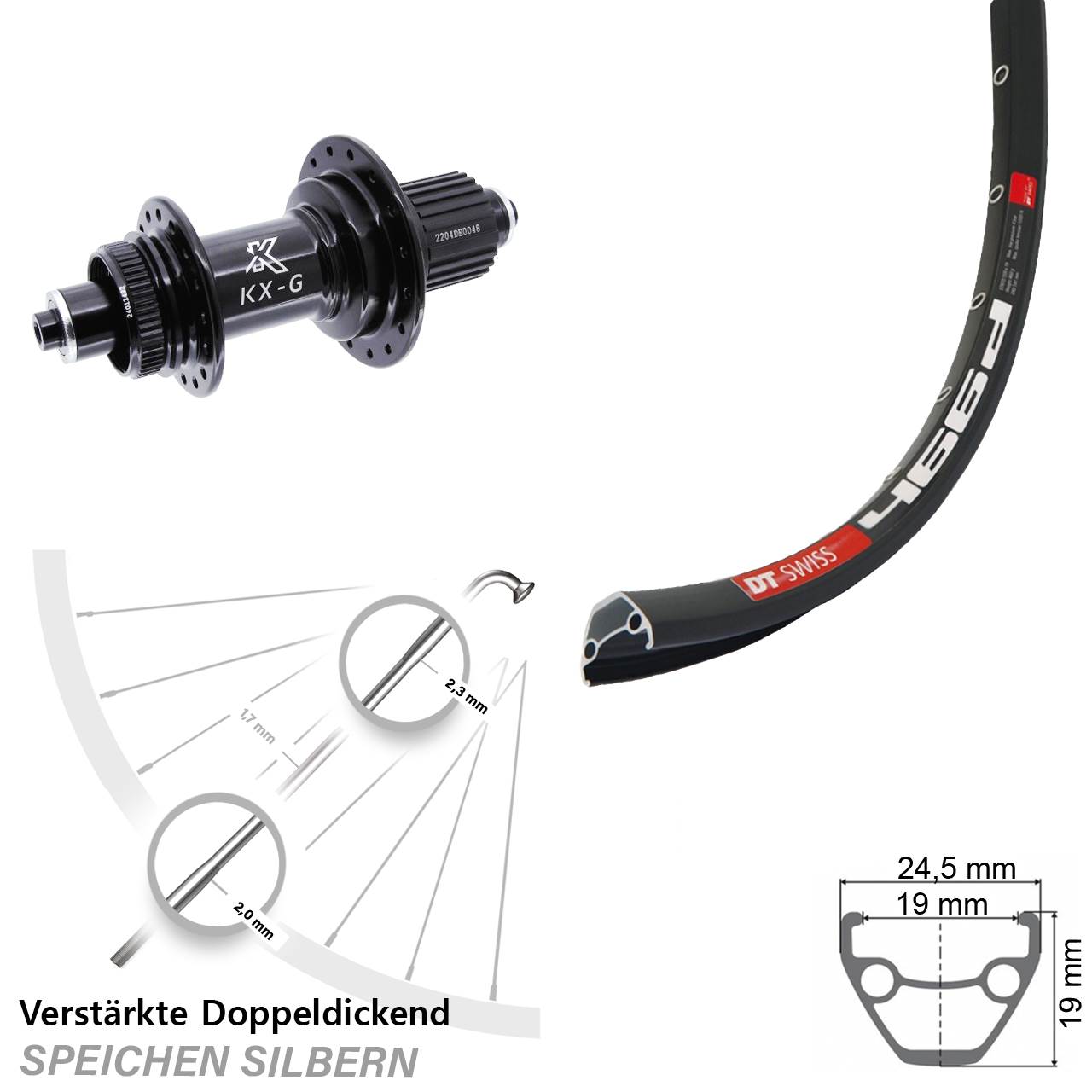 28 Zoll DT Swiss 466d KX-GS Heavy Duty Hinterrad Centerlock QR Shimano Micro Spline