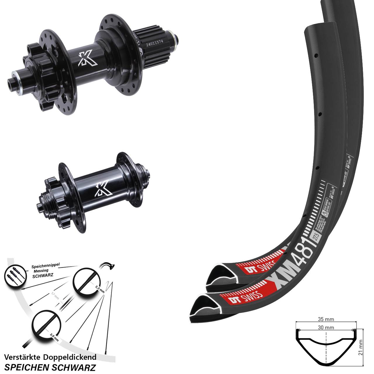 Disc Laufrad-Satz QR 27,5 Zoll DT Swiss XM 481 KX-M Micro Spline