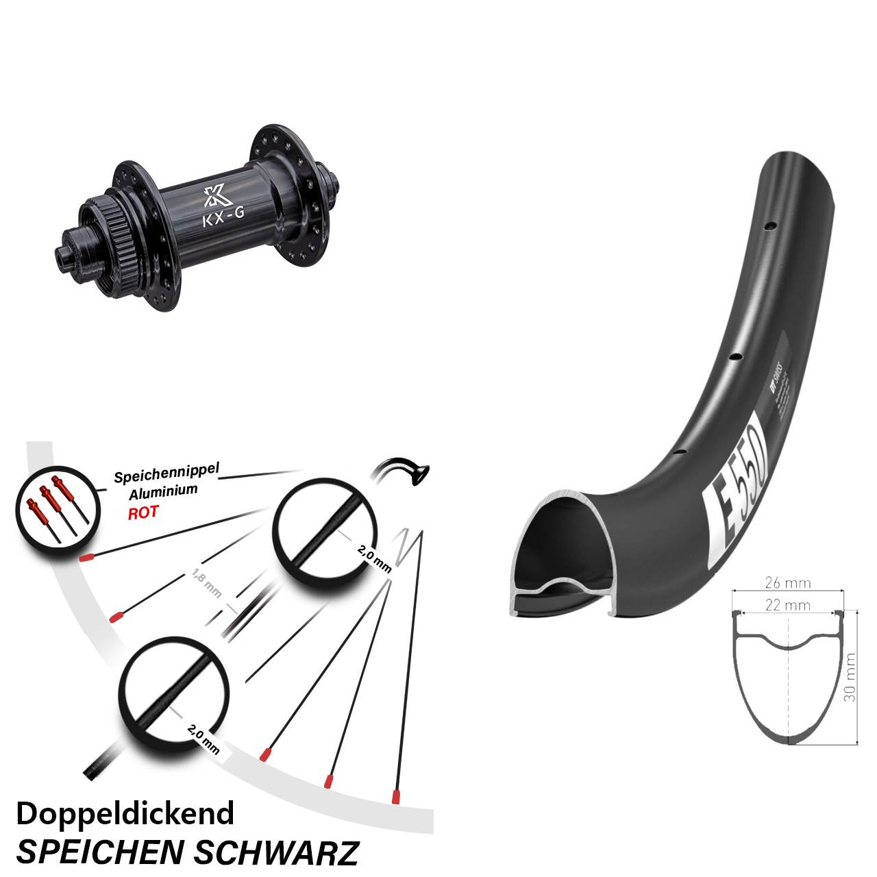 Centerlock Vorderrad 28 Zoll DT Swiss E550 KX-G QR