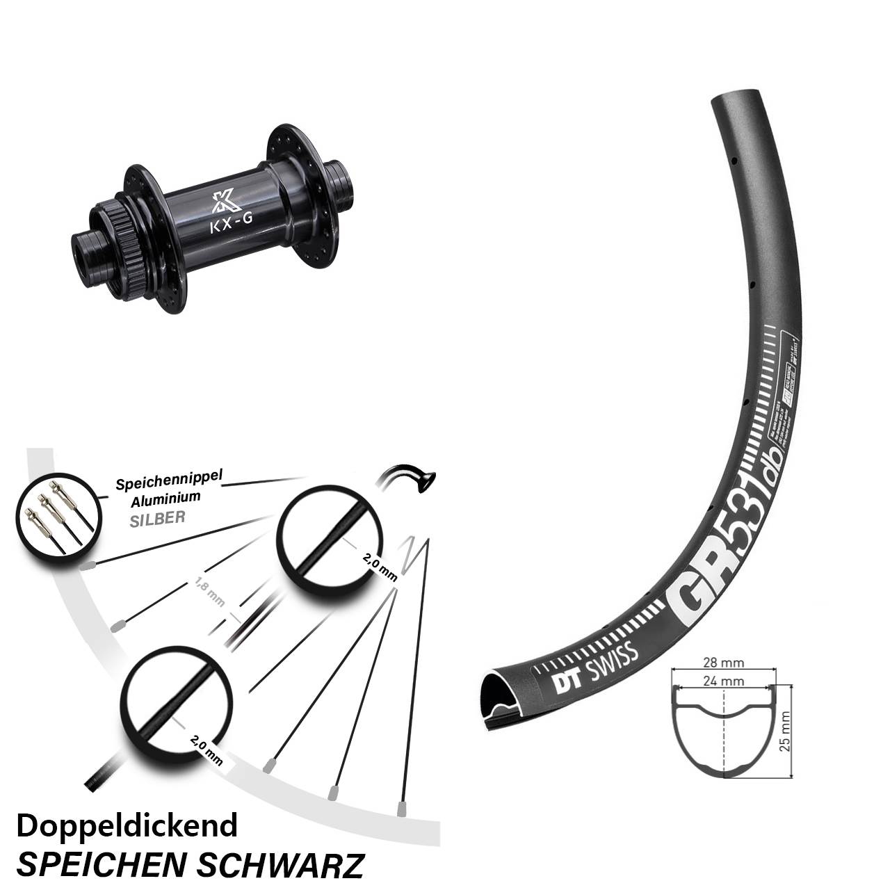 Vorderrad Centerlock 27,5 Zoll DT Swiss GR 531 KX-G 12x100