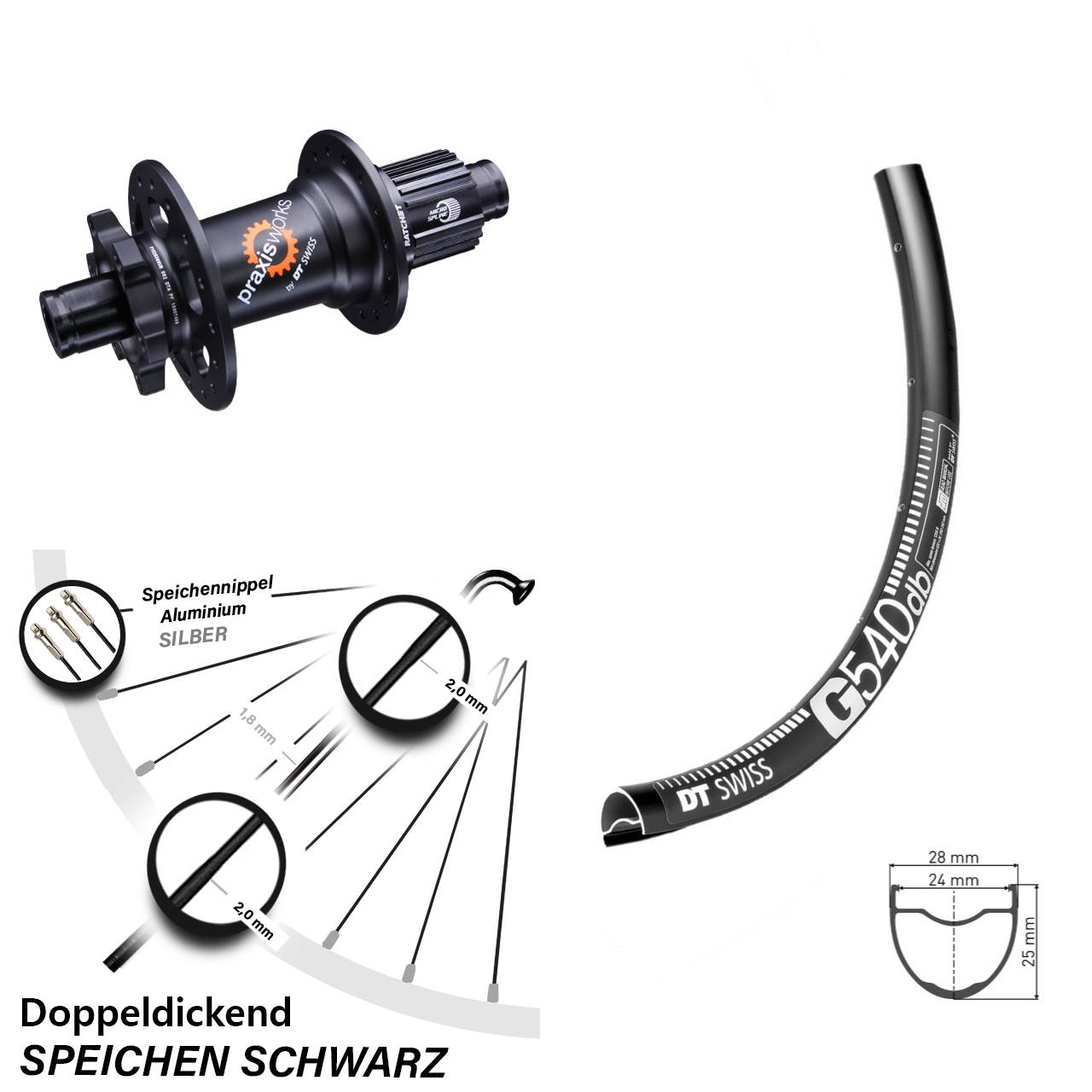 Disc Hinterrad 650B DT Swiss G 540-350 Micro Spline 12x142
